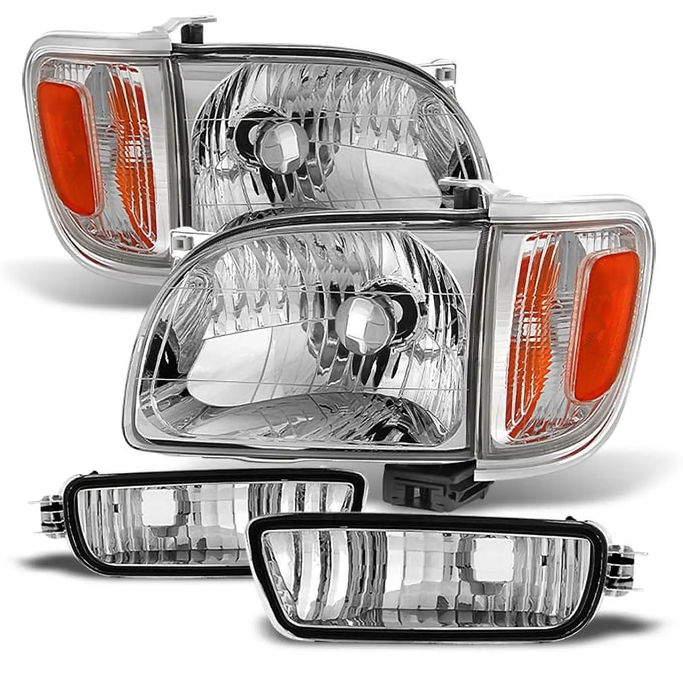 AKKON - For 01-04 Toyota Tacoma Pickup Truck Headlights Front Lamps + Corner Signal Lights 4 Pieces Set