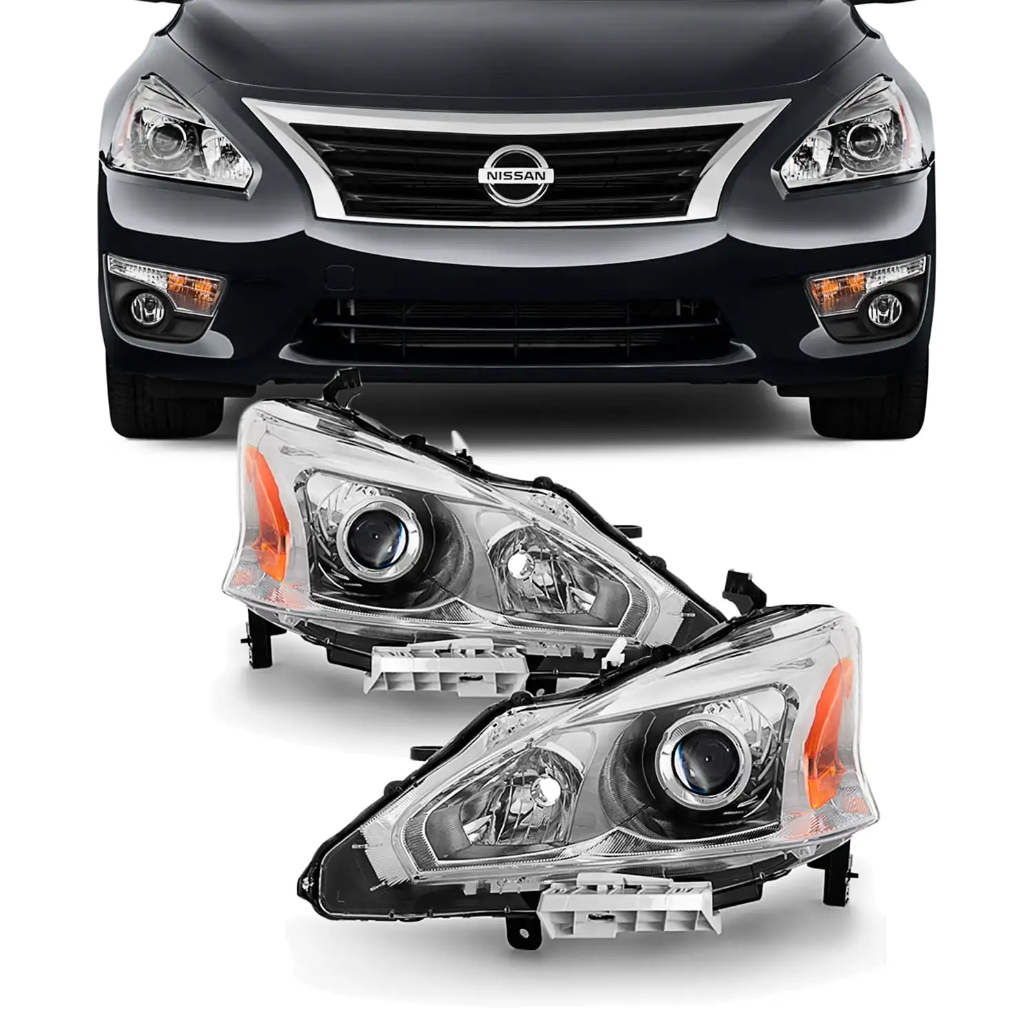 AKKON - For 13-15 Altima 4 Doors Sedan Halogen Type Headlights Front Lamps Direct Replacement Left + Right Pair