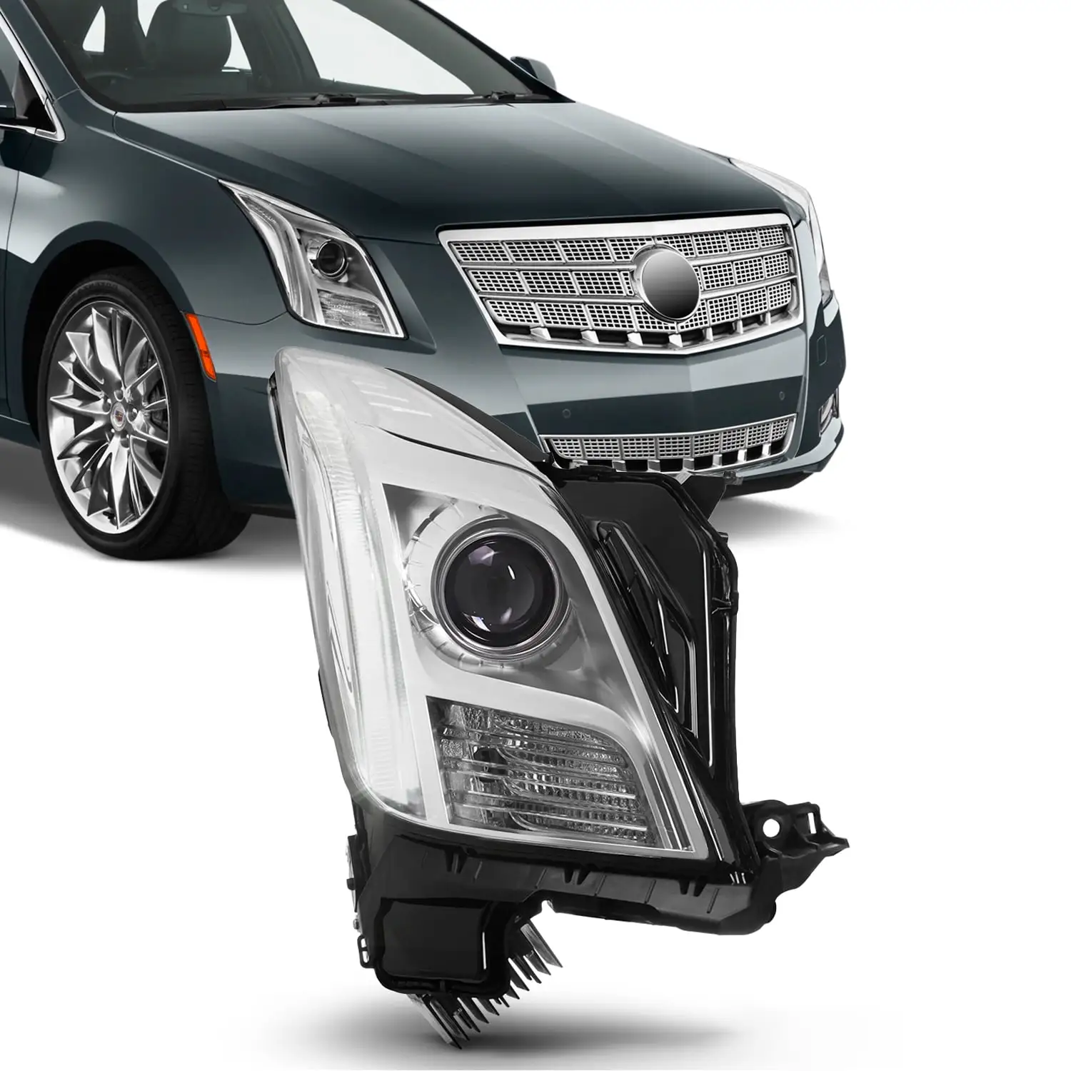 AKKON - For 13-17 Cadillac XTS [AFS MODEL ONLY] Passenger RIGHT Side Chrome Projector Headlight Lamp Direct Replacement