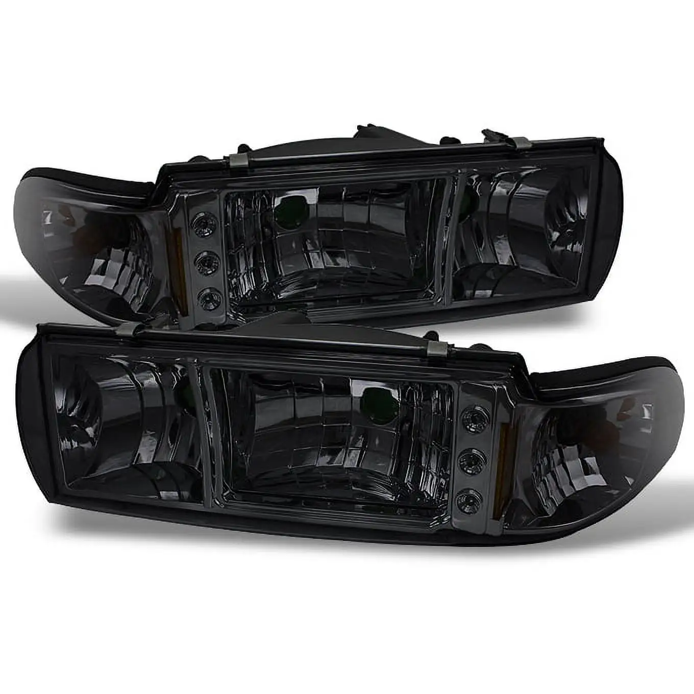 AKKON - For 1991-1996 Chevy Impala Caprice Replacement Smoke 1 Piece LED Headlights/Corner Signal Lamps Left + Right