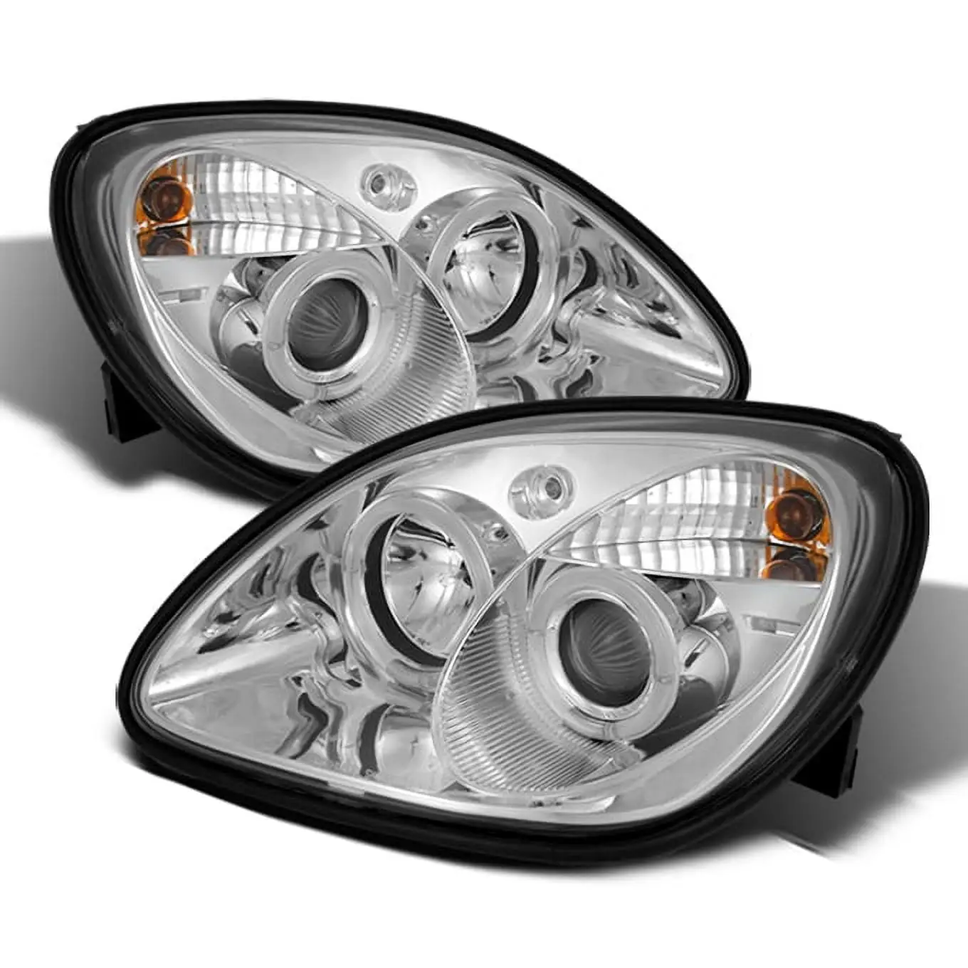 AKKON - For 1998-2004 Mercedes Benz R170 SLK-Class Chrome Clear 1 Piece Halo Projector Headlights w/Corner Signal Lamps