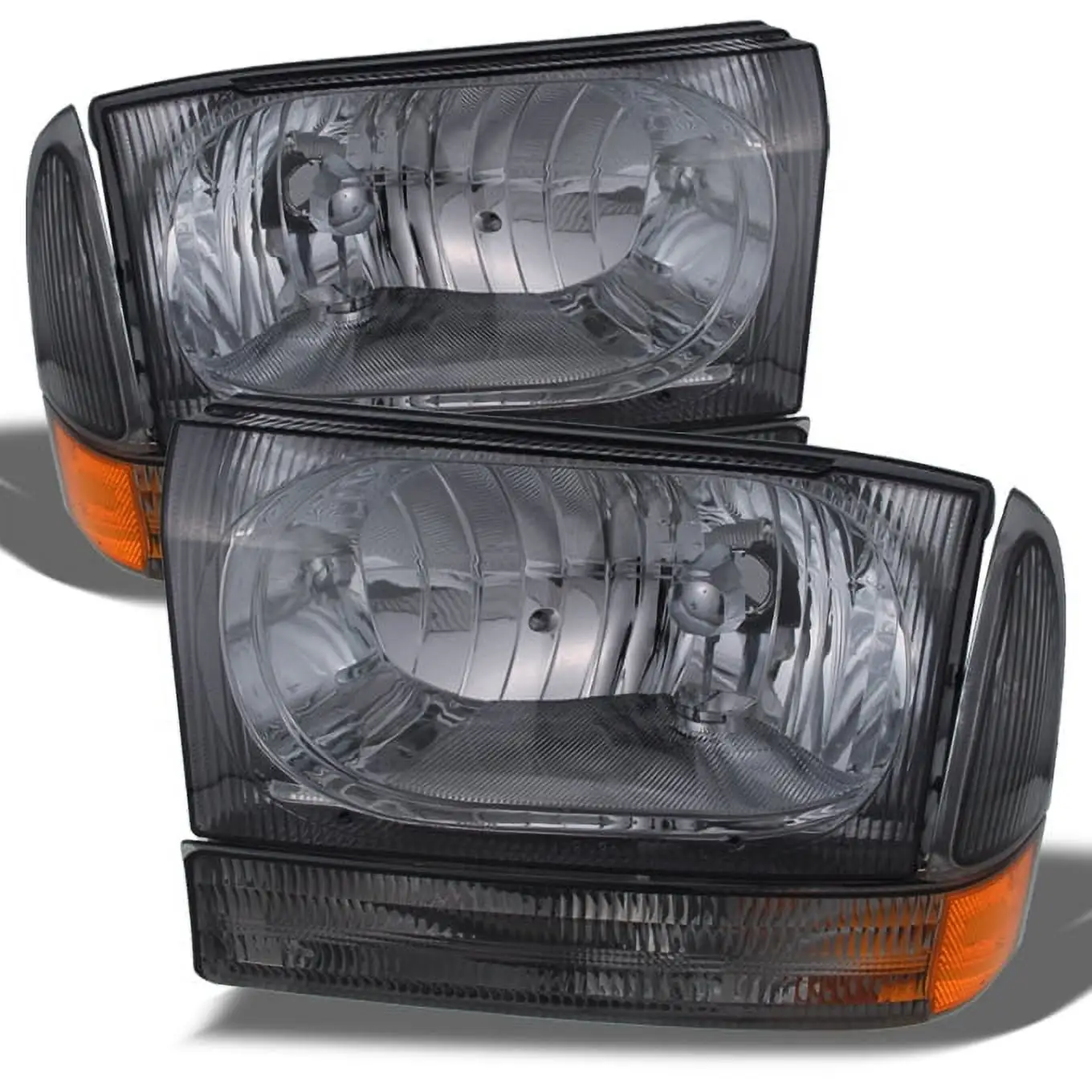 AKKON - For 1999-2004 Ford Excursion F250 F350 F450 F550 Superduty OE Replacement Smoke Headlights Driver/Passenger Lamps Pair