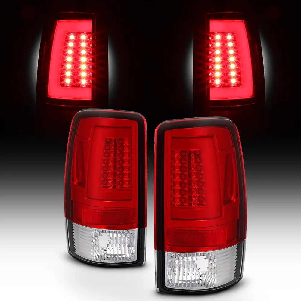 AKKON - For 2000-2006 Chevy GMC Suburban 1500/ 2500 Tahoe Yukon XL Red LED Bar Tail Lights Brake Lamps Pair