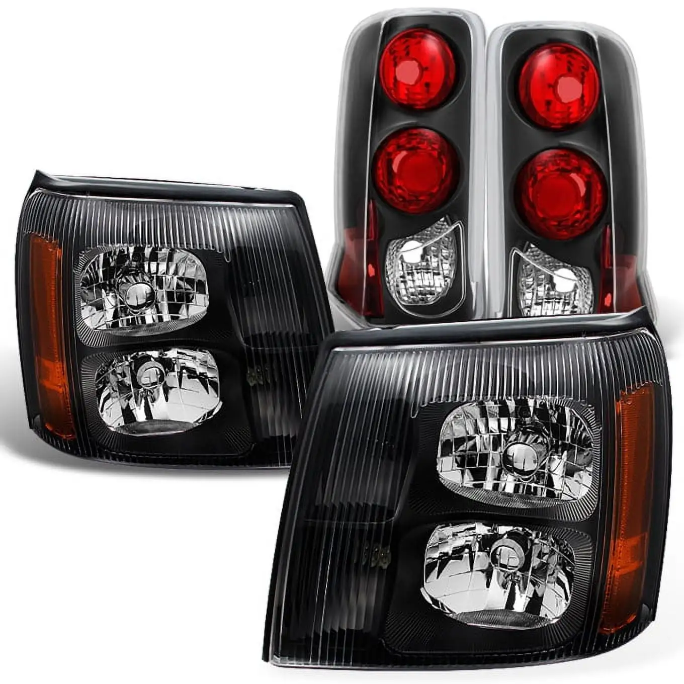 AKKON - For 2003 2004 2005 2006 Cadillac Escalade Left + Right Side HID Xenon Headlights Lamps + Tail Lights Set