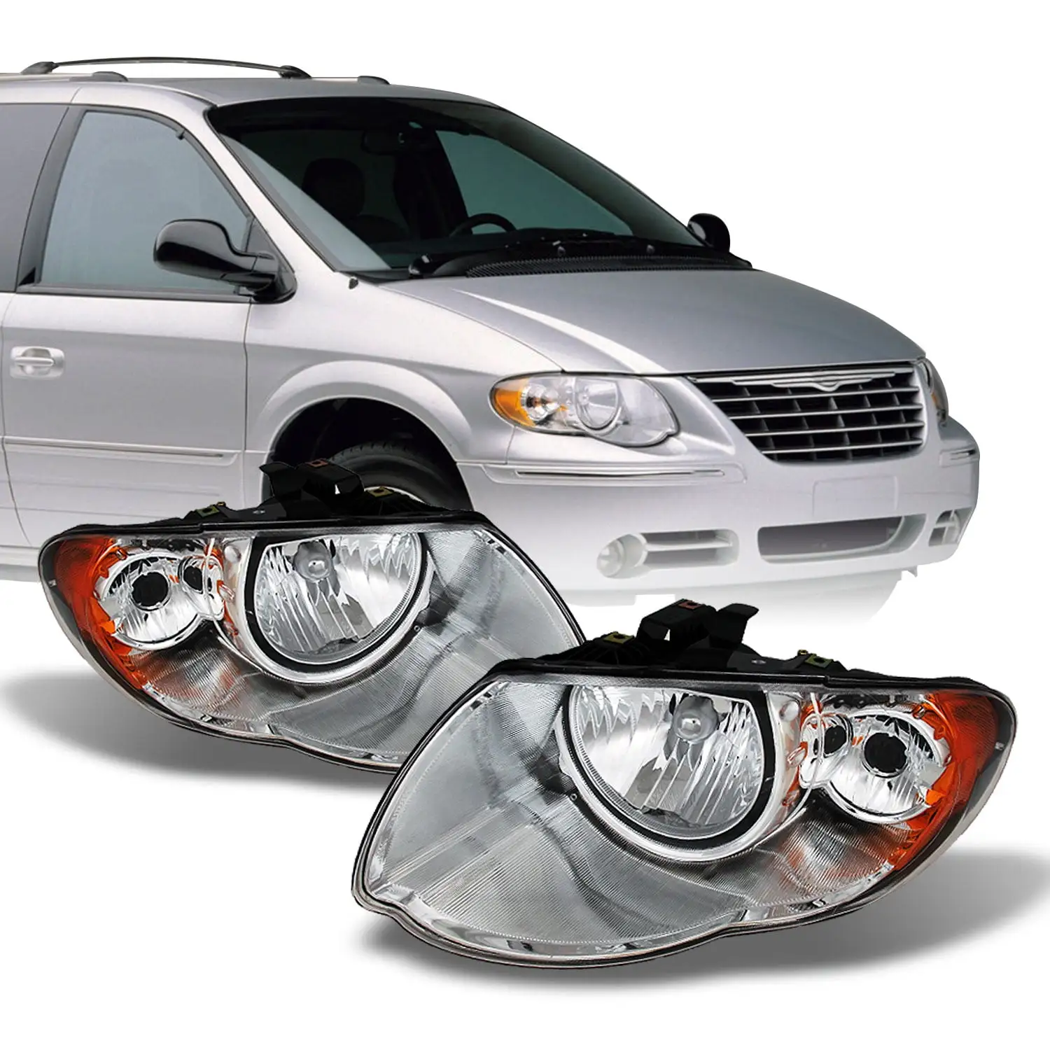 AKKON - For 2005-2007 Chrysler Town & Country OE Style Headlights Housing Crystal Assemblies