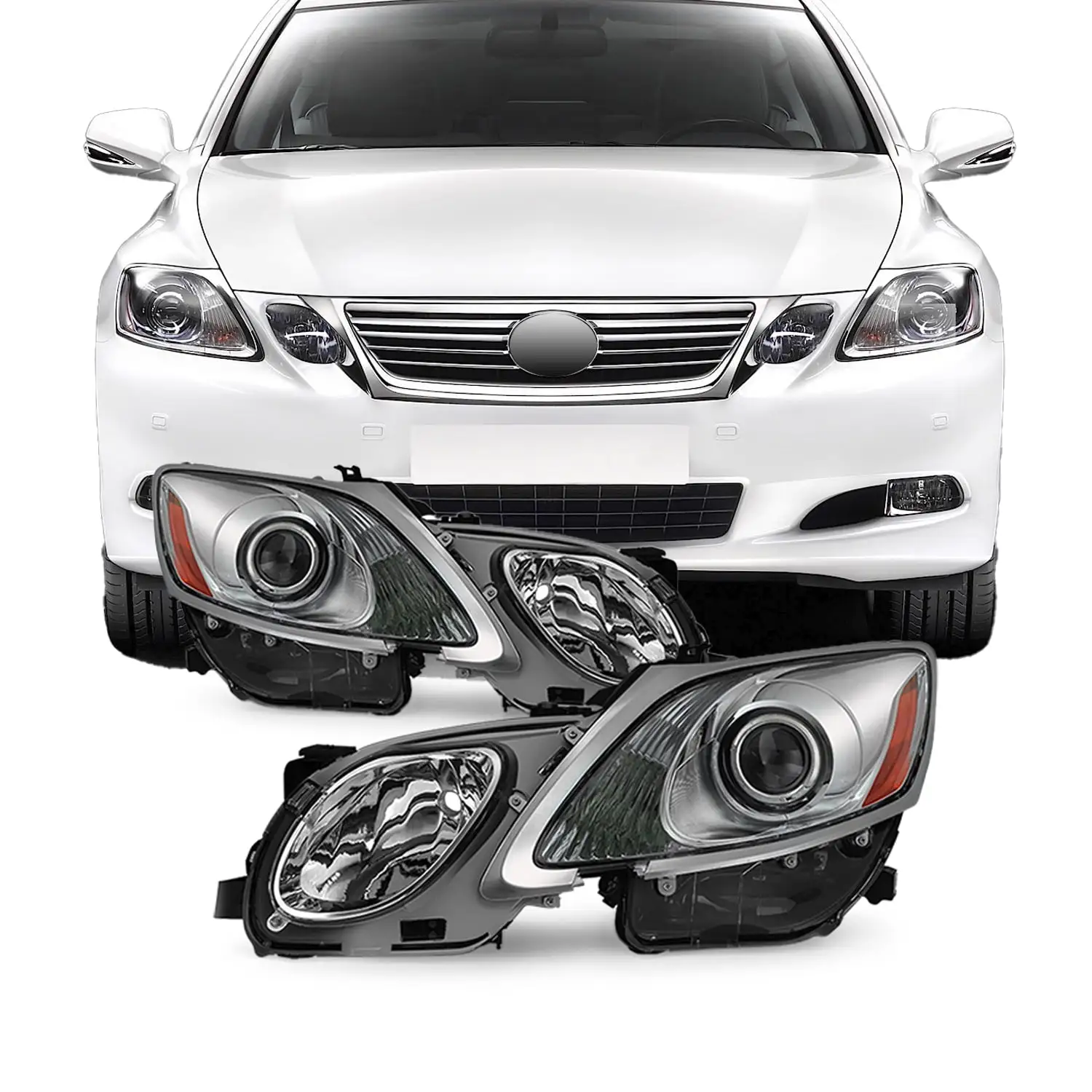 AKKON - For 2006-2011 Lexus GS S190 [Xenon HID Type] AFS Feature Projector Headlights Replacement LH + RH Pair