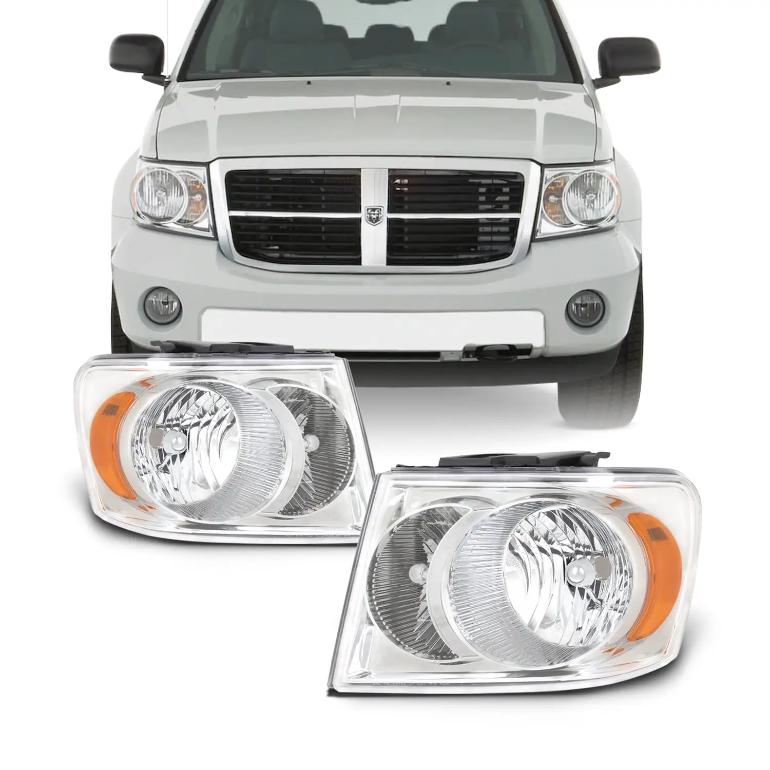 AKKON - For 2007 2008 2009 Dodge Durango Headlights Front Lamps Pair Direct Replacement Left + Right