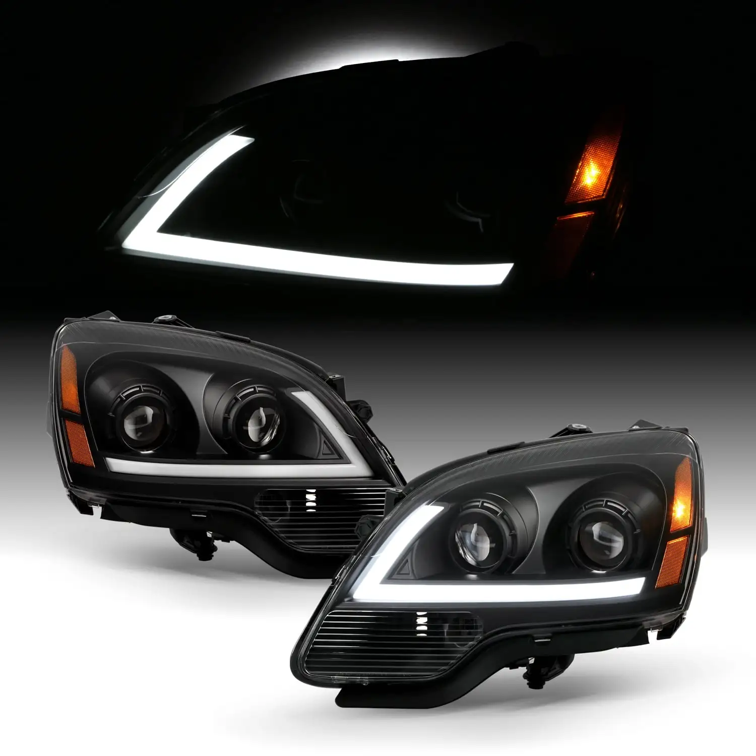 AKKON - For 2007-2012 GMC Acadia Upgraded LED Light Tube Projector Headlights Housing - Black Bezel