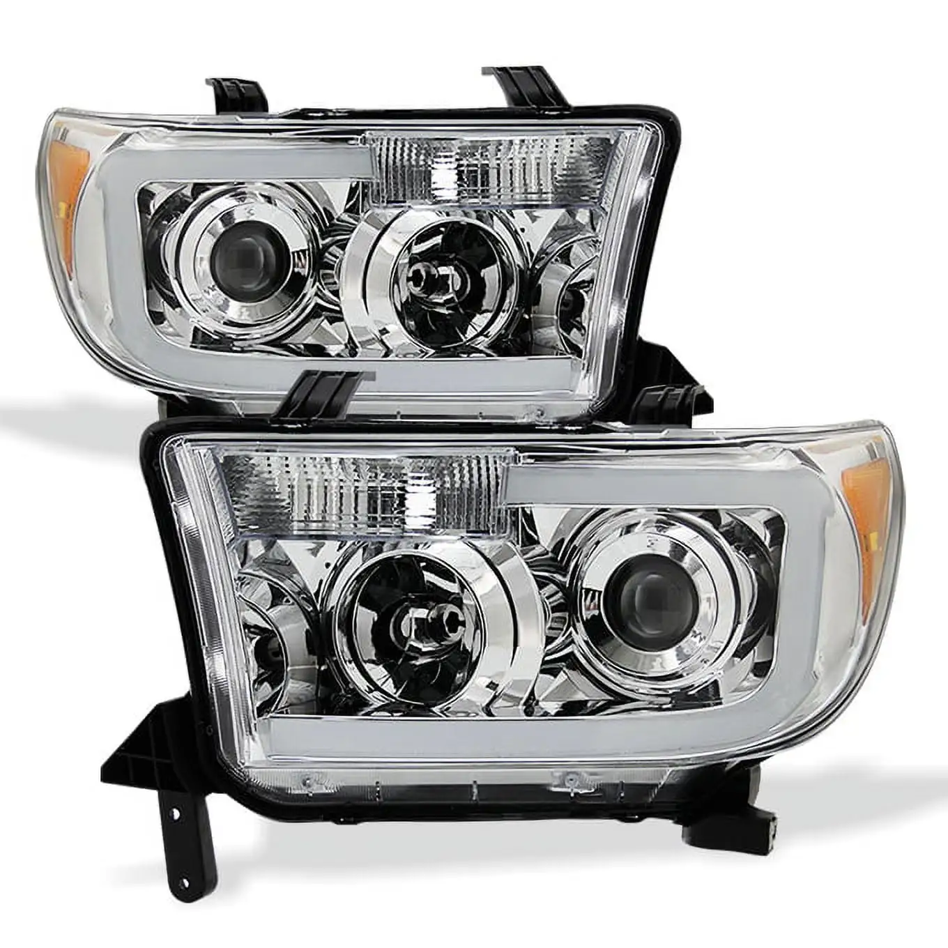 AKKON - For 2007-2013 Toyota Tundra | 2008-2017 Sequoia SMD LED Tube Projector Headlights Replacement Pair Set