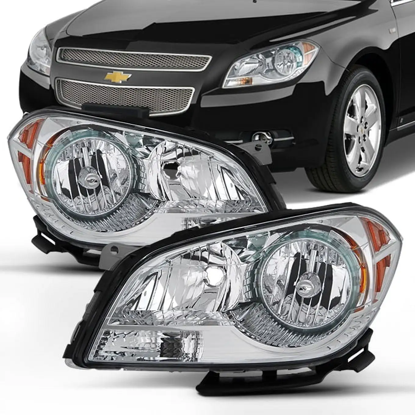 AKKON - For 2008 2009 2011 2012 Chevy Malibu Driver & Passenger Both Side Headlights Headlamps Assembly