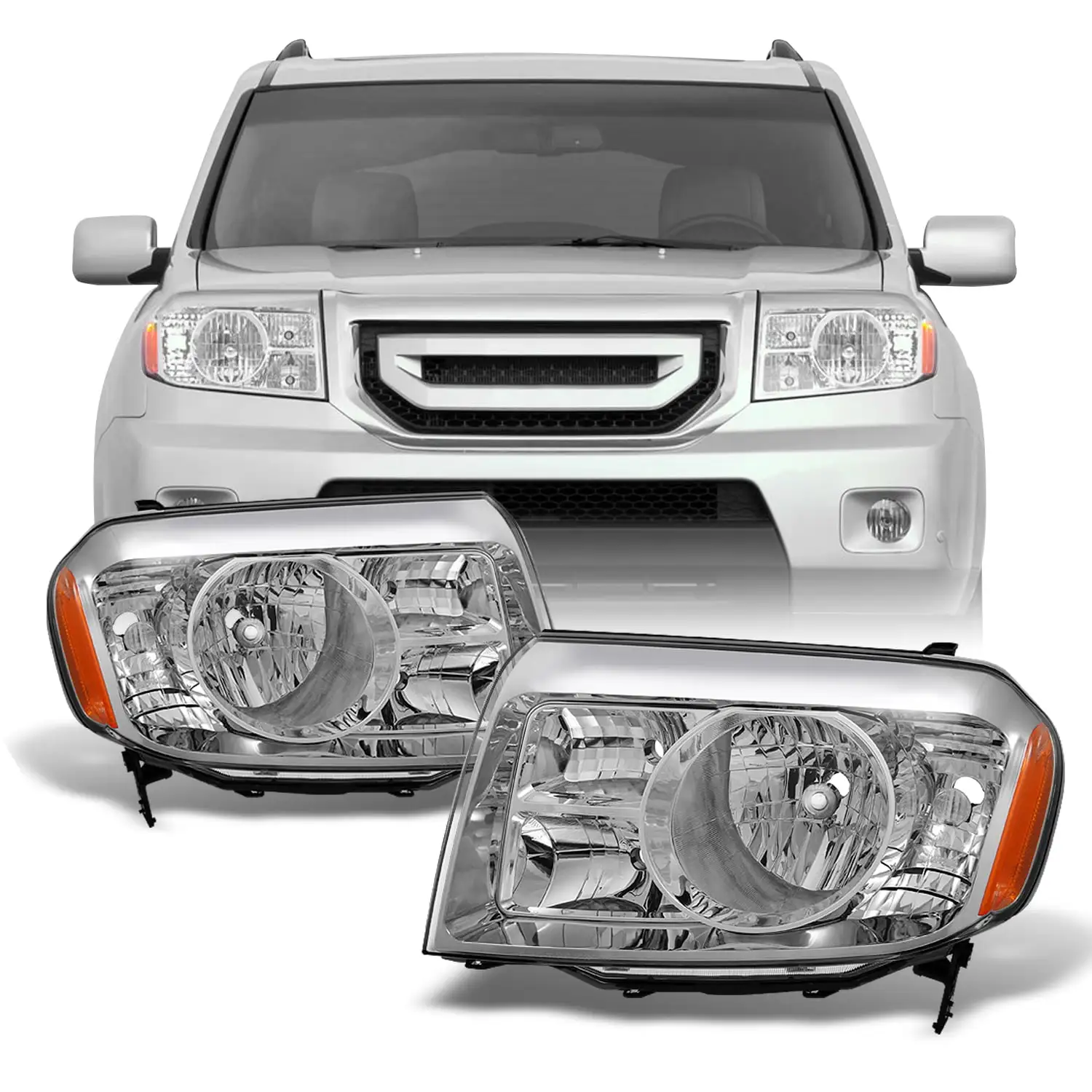 AKKON - For 2009-2011 Honda Pilot Amber Corner Front Headlamps Pair Left Driver + Right Passenger