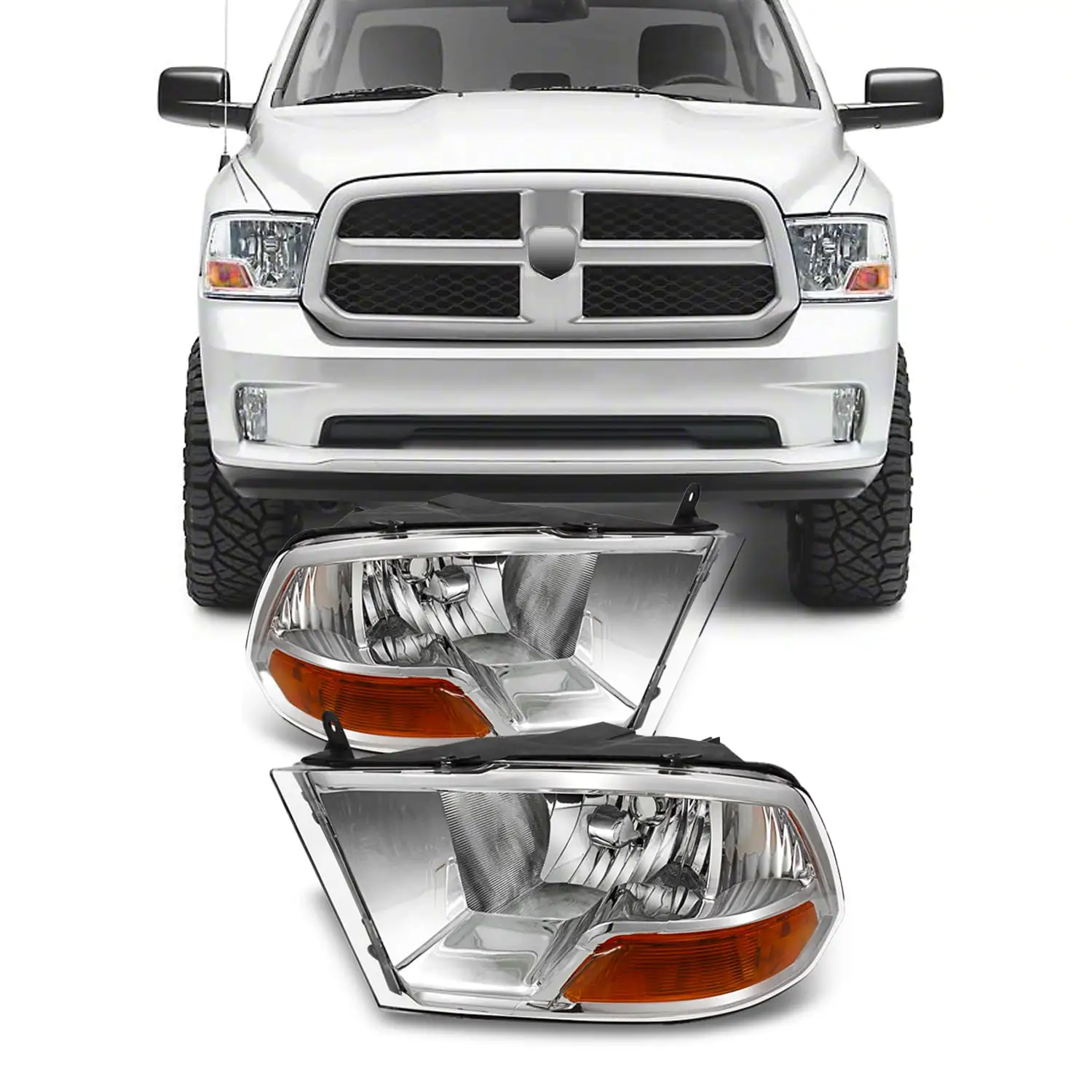 AKKON - For 2009-2018 Ram 1500 2010-2018 Ram 2500 3500 Pickup Truck Headlights Front Lamps Direct Replacement Left+Right