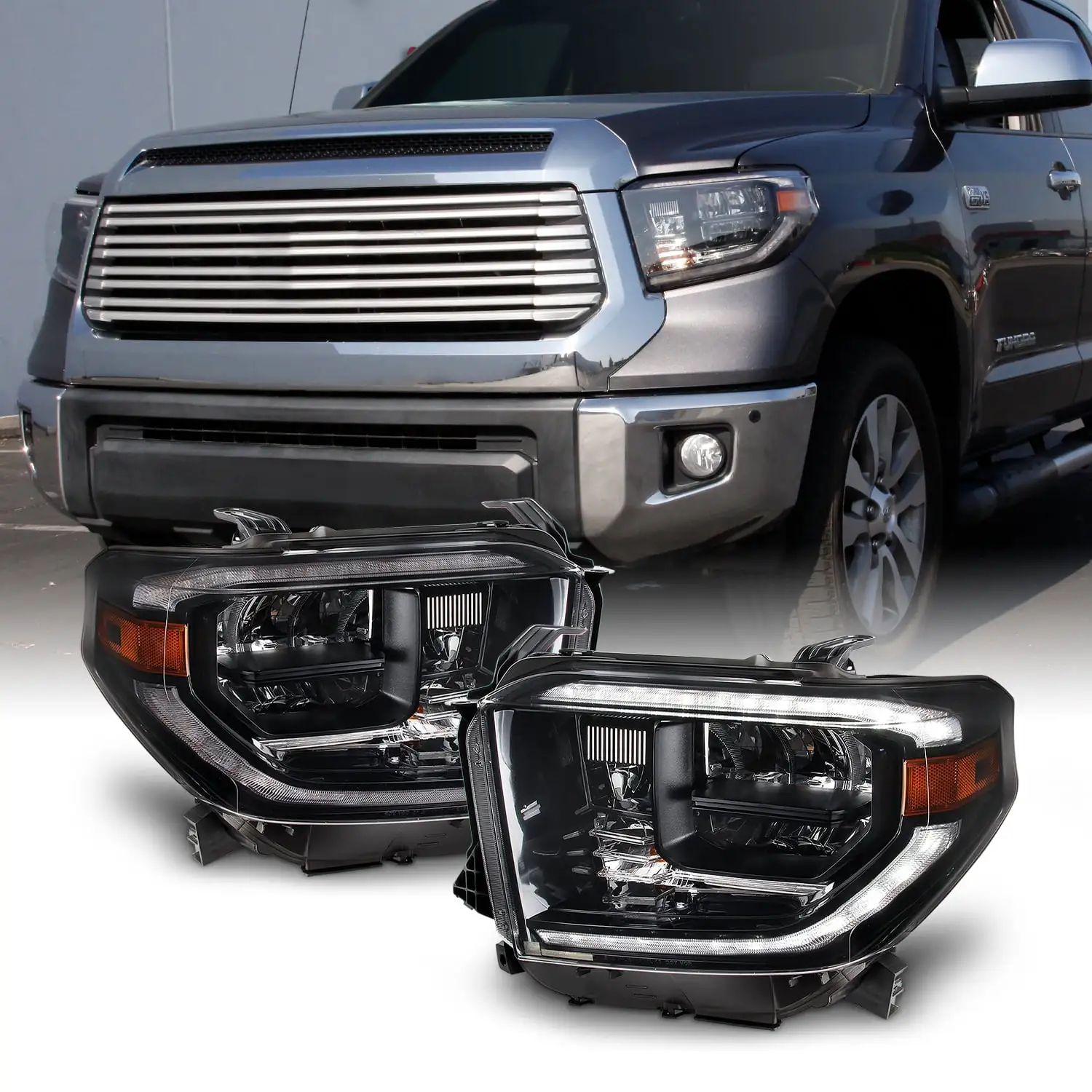 AKKON - For 2014-2021 Toyota Tundra [Factory LED DRL Model] Full LED Retrofit Headlight Assemblies