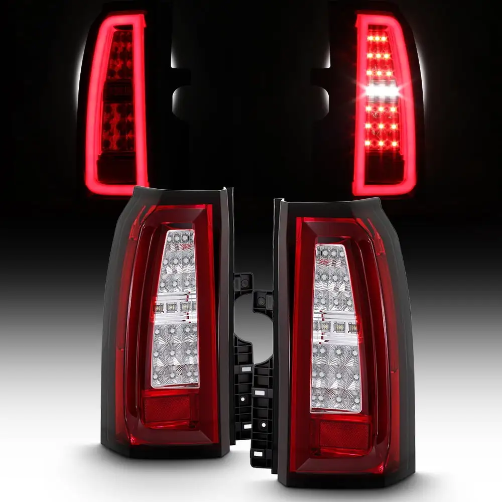 AKKON - For Ford Mustang Black Headlights Head Lamps Replacement Pair + Dark Red Tail Lights Combo Pair Set