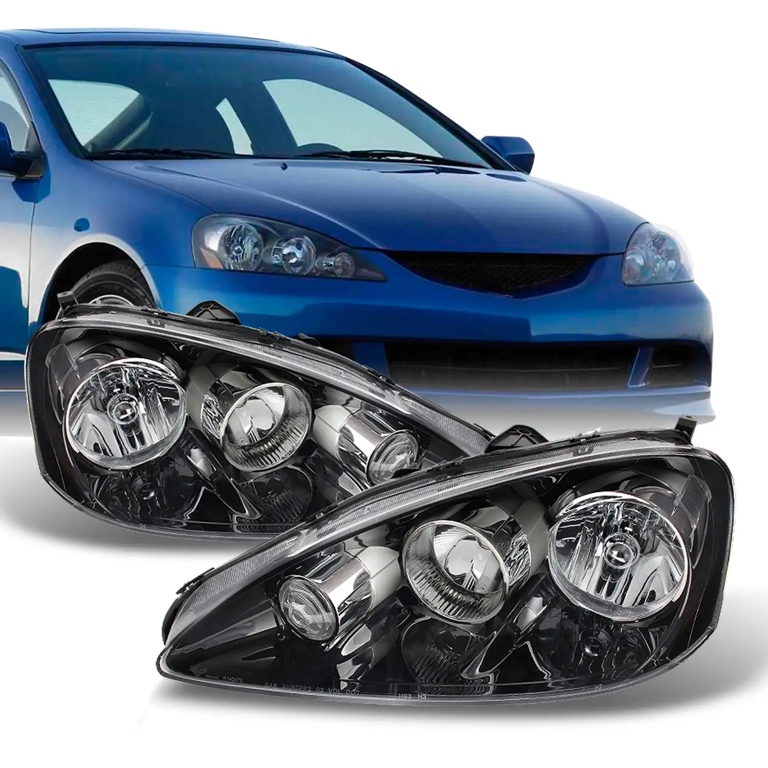 AKKON - For Acura RSX Integra DC5 Clear Chrome Headlights Front Lamps Replacement Pair Left + Right Set