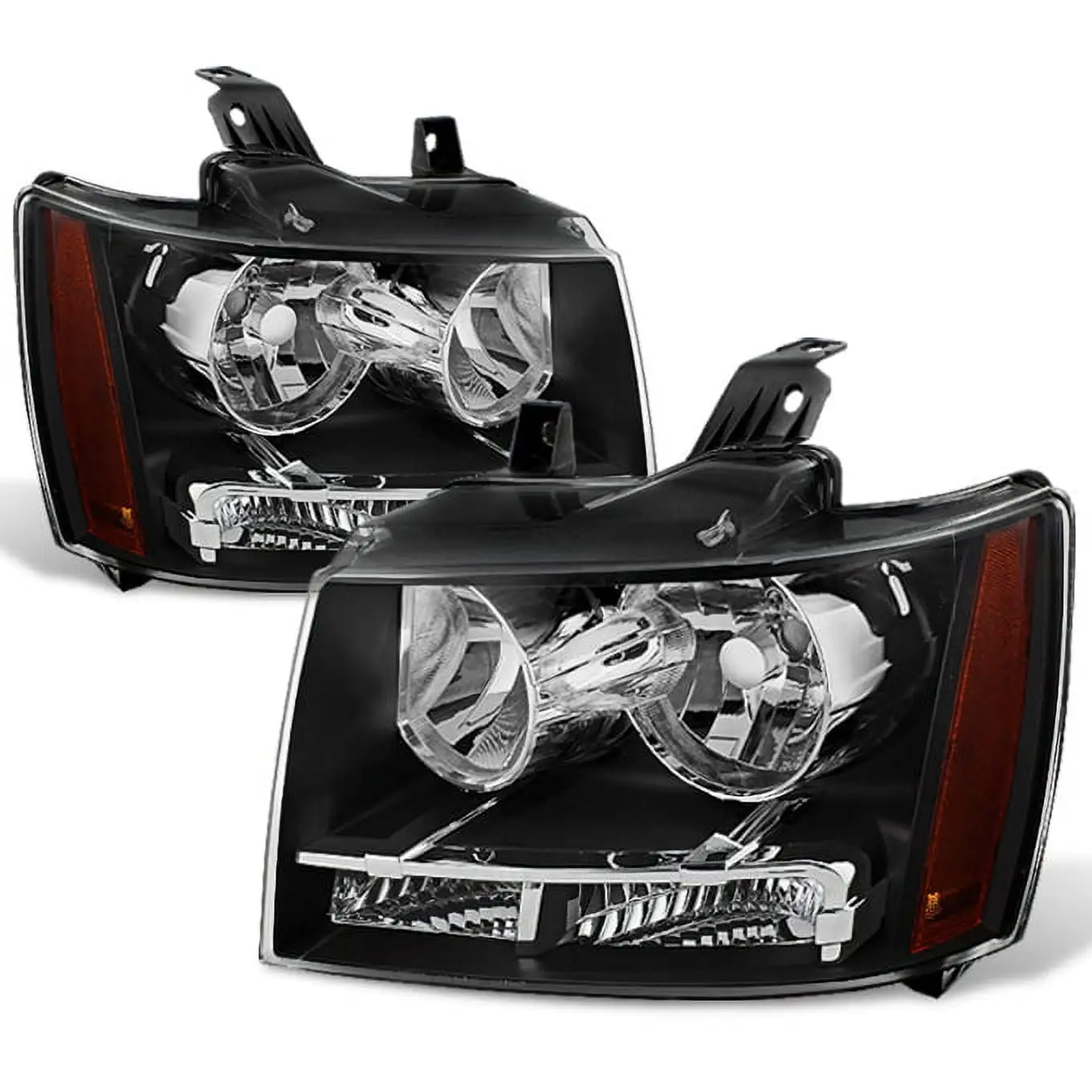 AKKON - For Black Bezel 07-13 Suburban Tahoe Avalanche Headlights Front Lamps Direct Replacement Left + Right