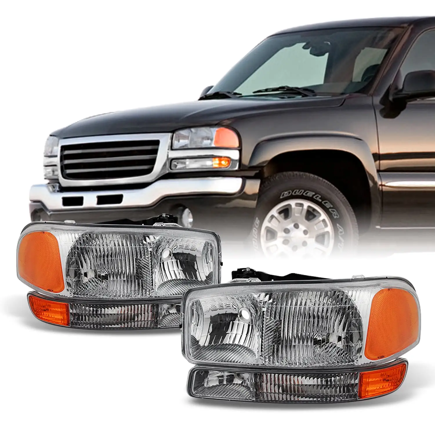 AKKON - For GMC Sierra 1500 2500 3500 Yukon XL OE Replacement Headlights Driver/Passenger Head Lamps