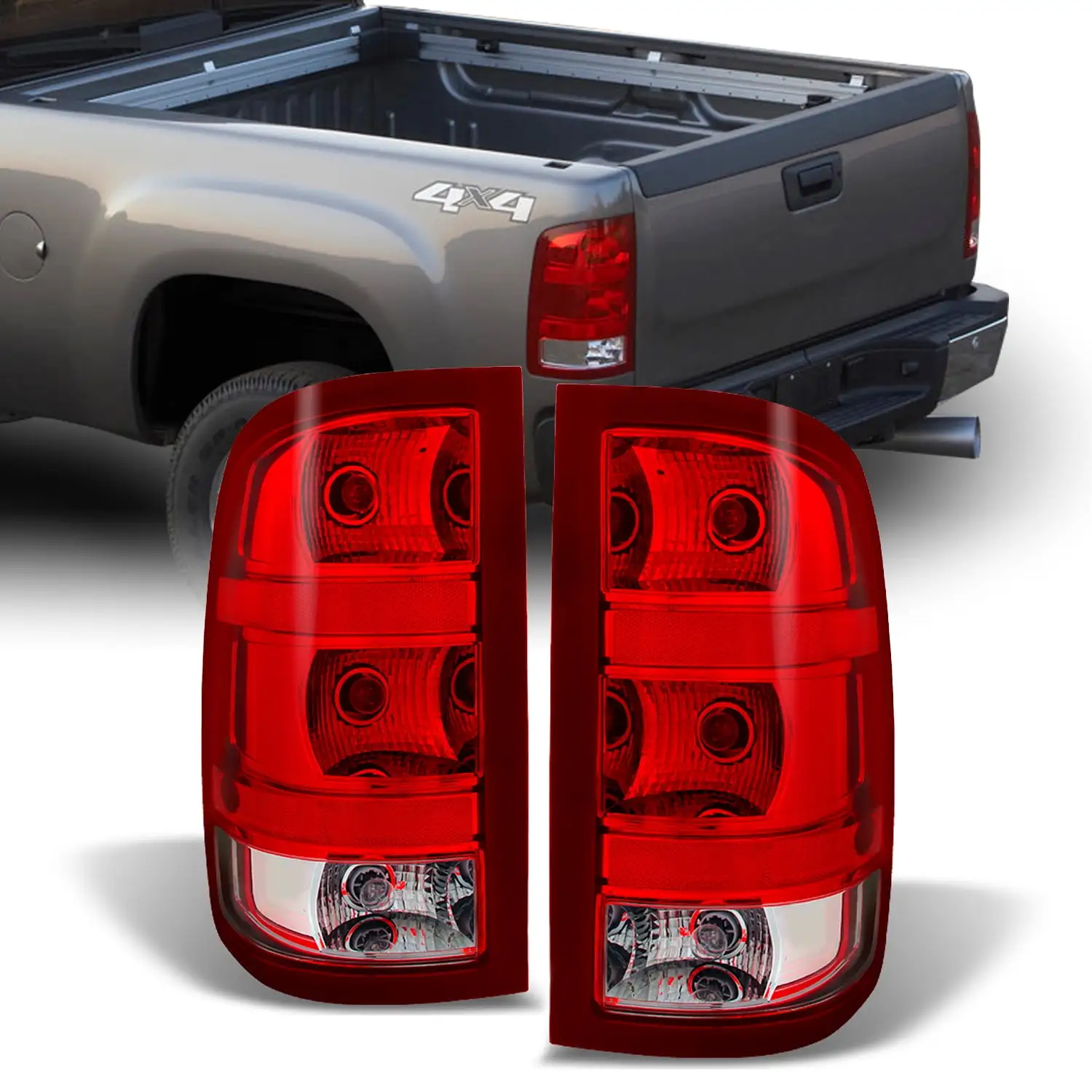 AKKON - Fit 2015-2017 Ford F150 15-17 [U-Shape LED Tube] Tail Lights Rear Brake Lamp Assembly Dark Red Lens