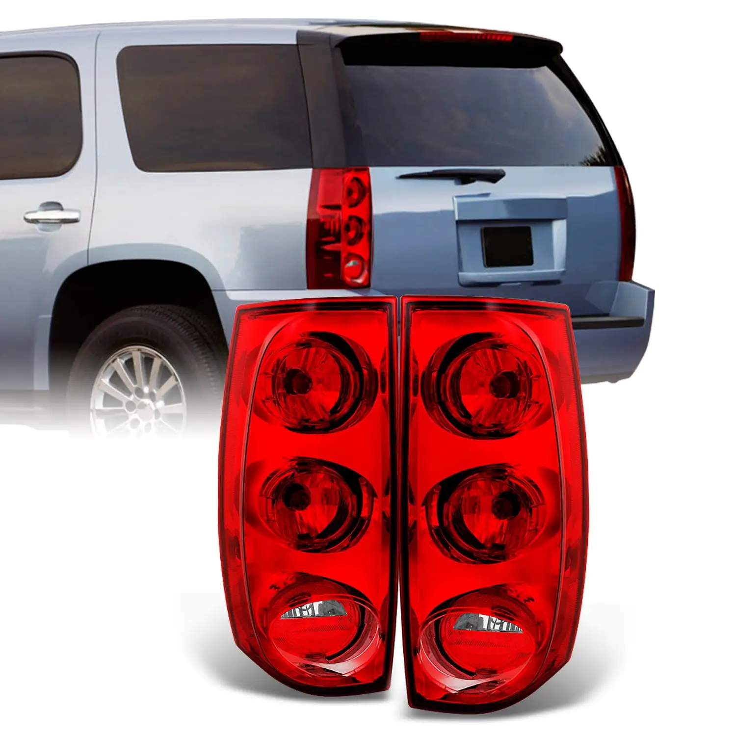 AKKON - For 2005 Toyota Tundra Double | Crew Cab Black Headlights Repalcement Pair + Red Clear Tail Lights Set