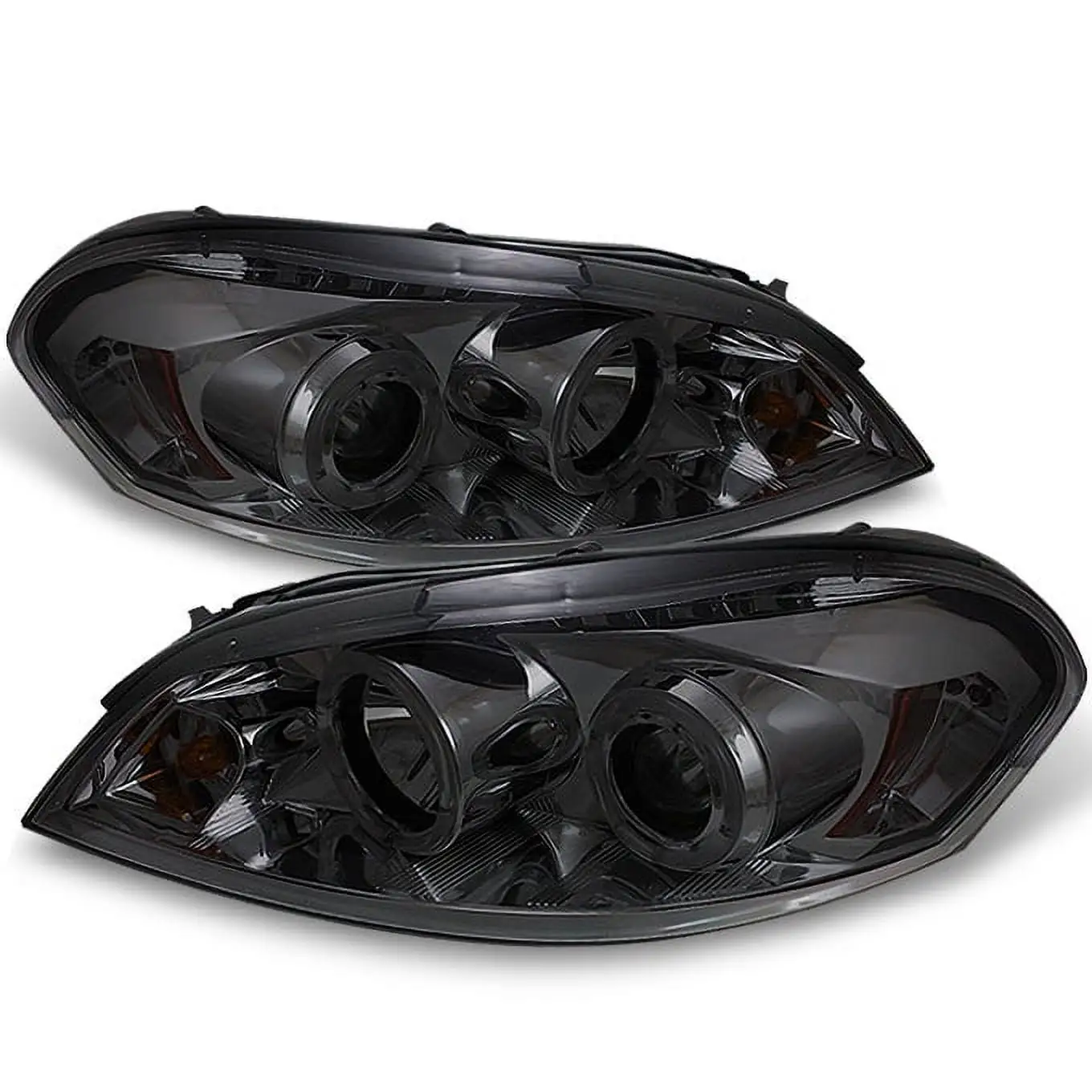 AKKON - For Impala Monte Carlo Smoke Halo Ring Projector Replacement Headlights Left/Right Lamps Replacement