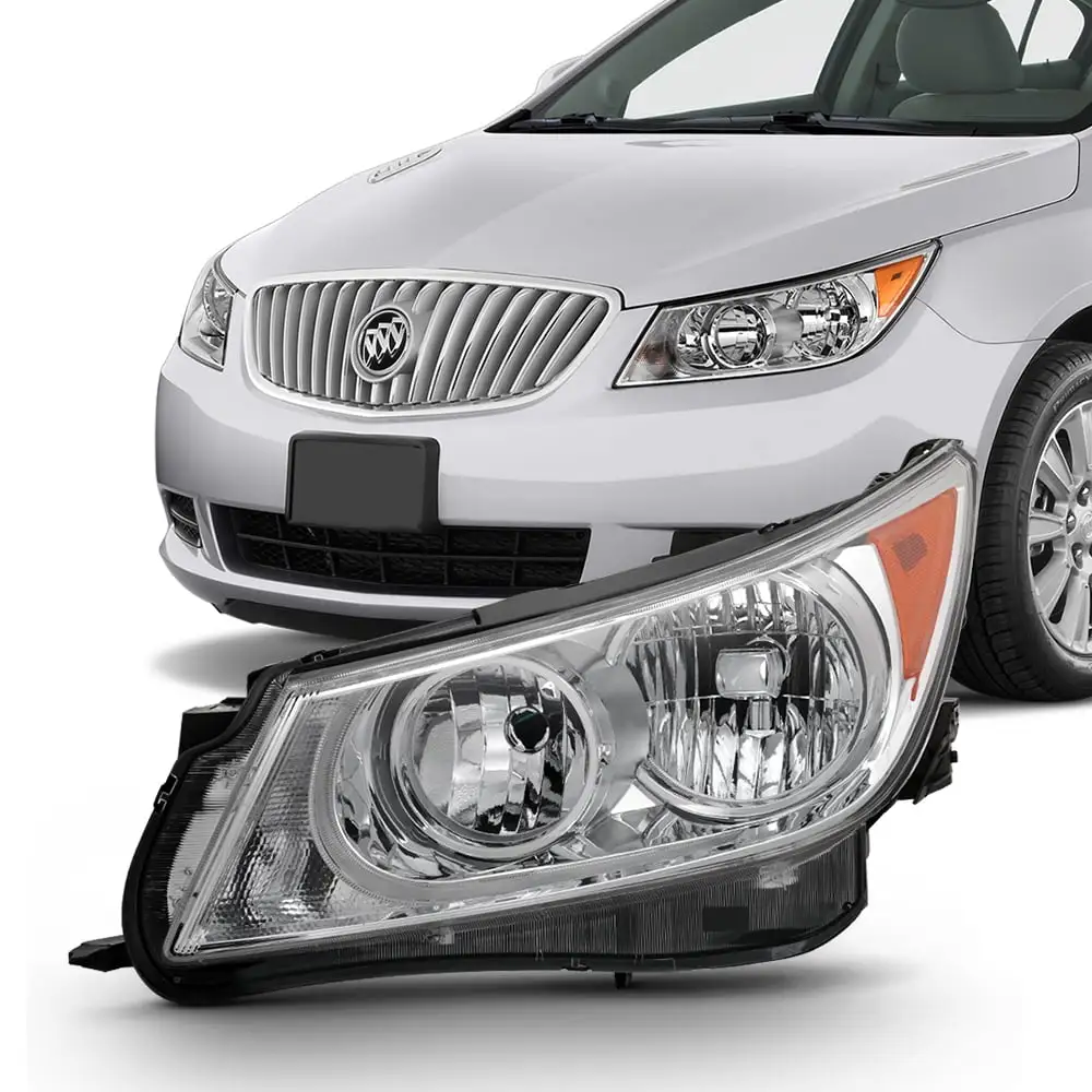 AKKON - For [Left Driver Side] 2010 2011 2012 2013 Buick LaCrosse Halogen Chrome Headlight