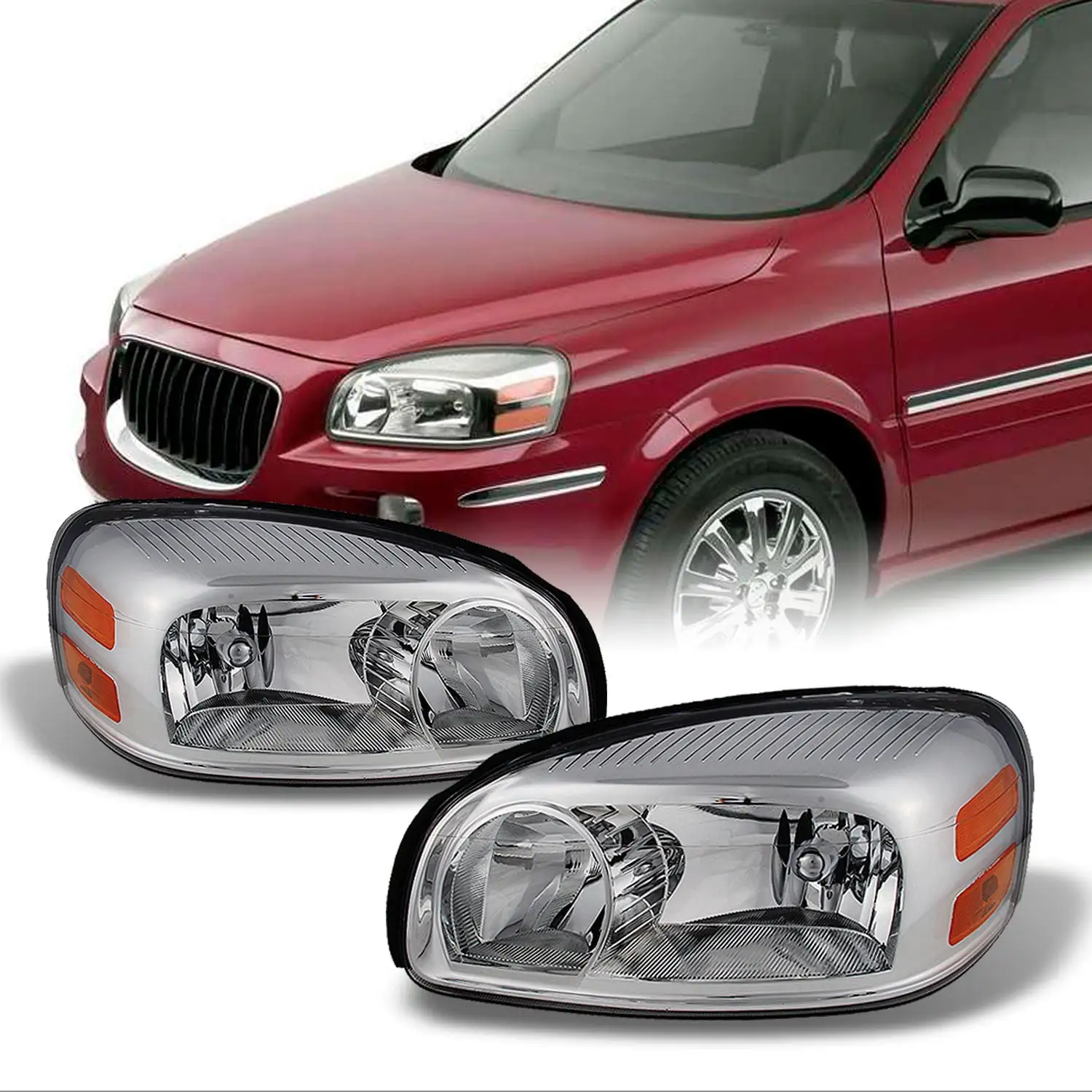 AKKON - For Montana Uplander Terraza Relay OE Replacement Chrome Headlights Driver/Passenger Head Lamps Pair