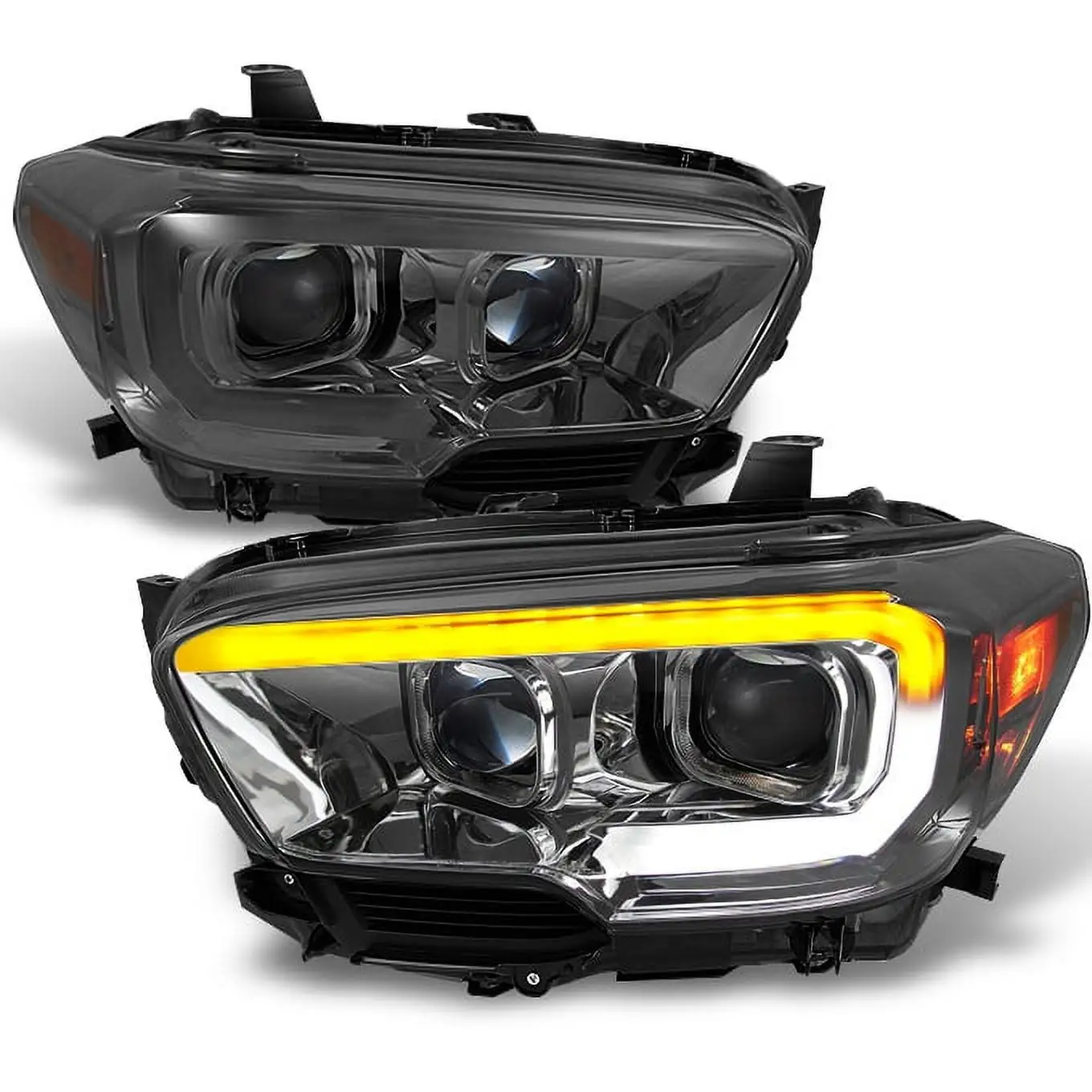 AKKON - For NEW Sequential LED Tube Design Smoked Lens 2016-2023 Tacoma SR/SR5 Square Projector Headlights