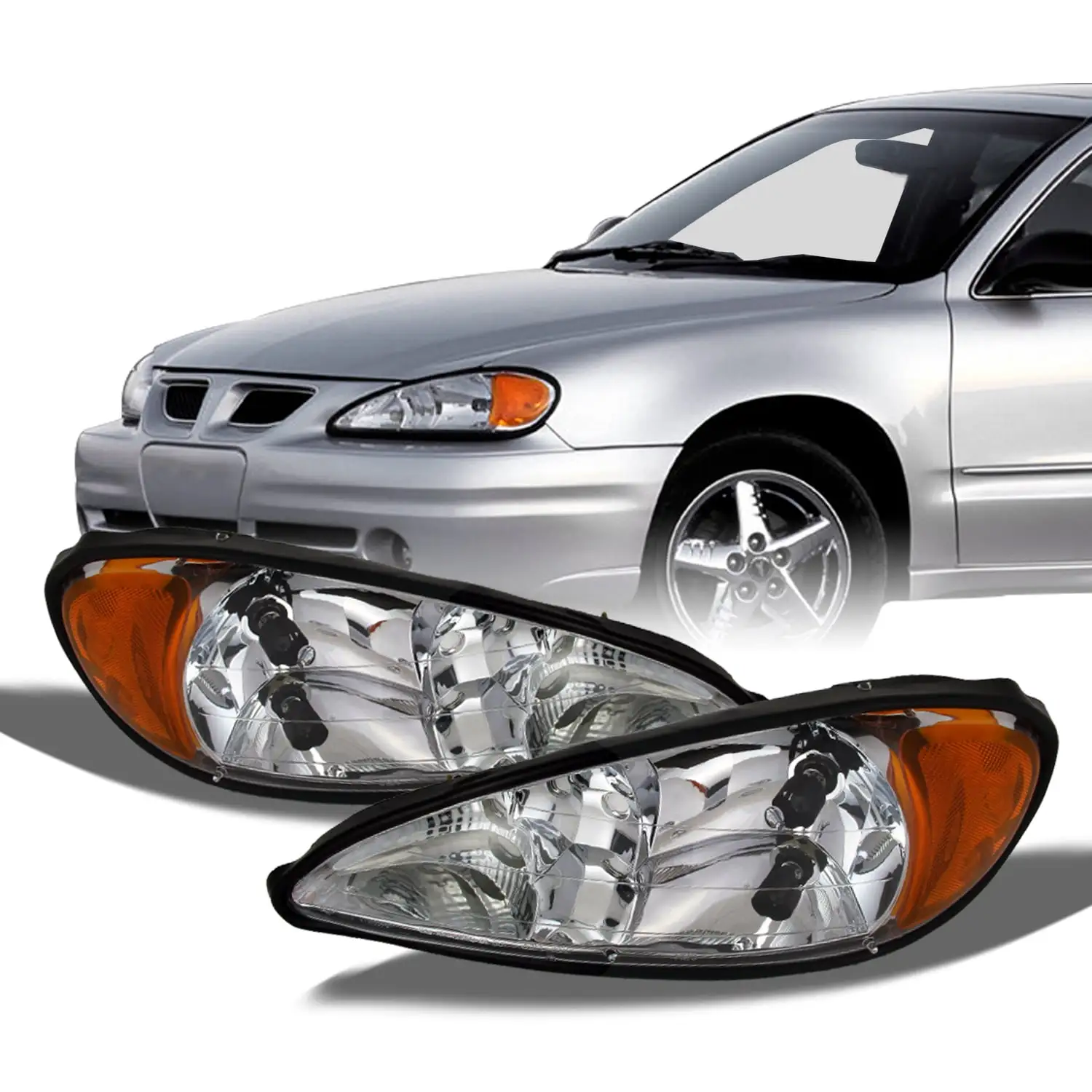 AKKON - For Pontiac Grand AM Coupe/SedanOE Replacement Headlights Driver/Passenger Head Lamps Pair New