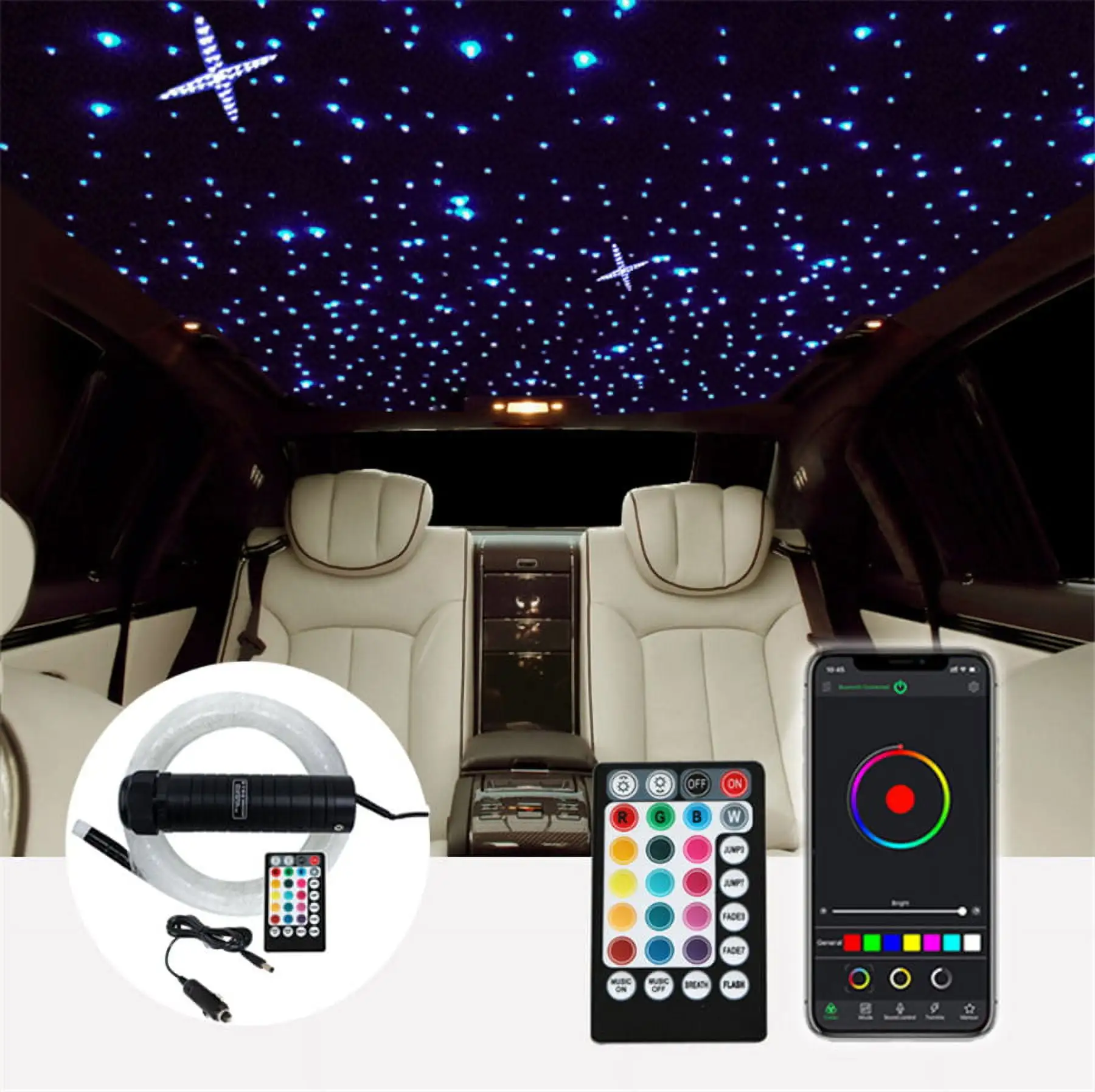 APP Bluetooth Control Car LED RGB Atmosphere Fiber Light Bar Universal DC 12V