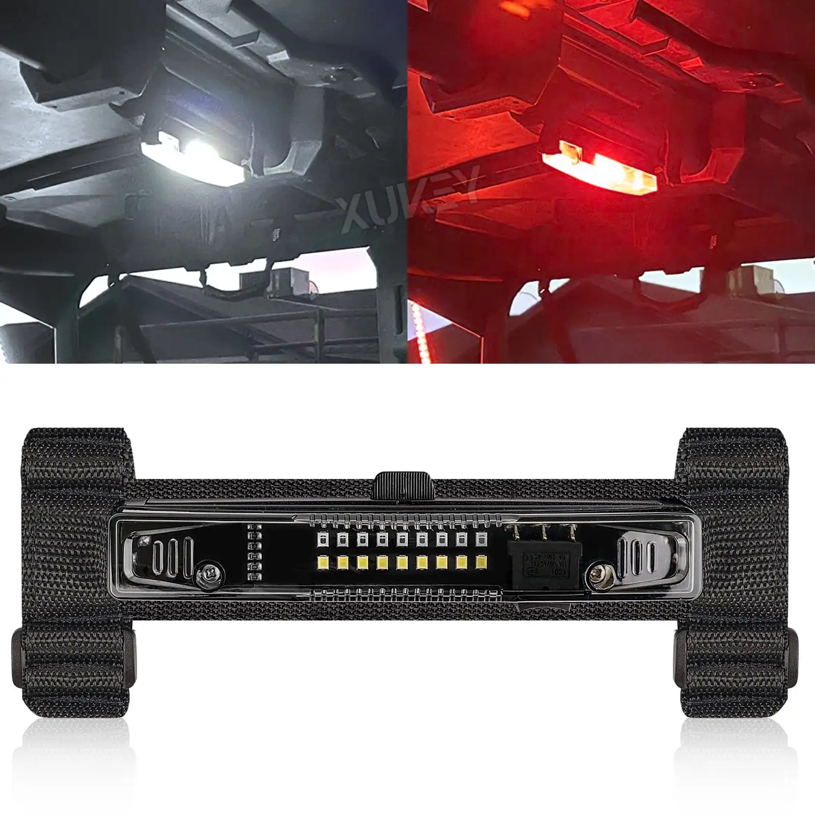 AUTOXBERT UTV ATV Interior LED Dome Light White Red Roll Bar Mounts Cage for Polaris RZR