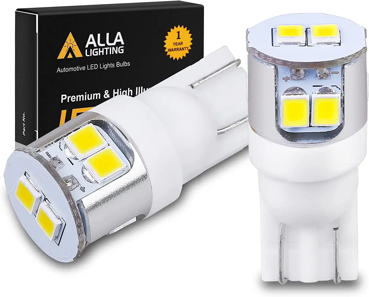 Alla Lighting 194 168 LED Bulbs T10 Wedge LED 194 168 Bulbs 12V LED 194 Bulb 2825 W5W 175 168 License Plate Lights.Interior Lights.Map Lights.Dome Lights.Trunk Lights.6000K Xenon White (Set of 2)