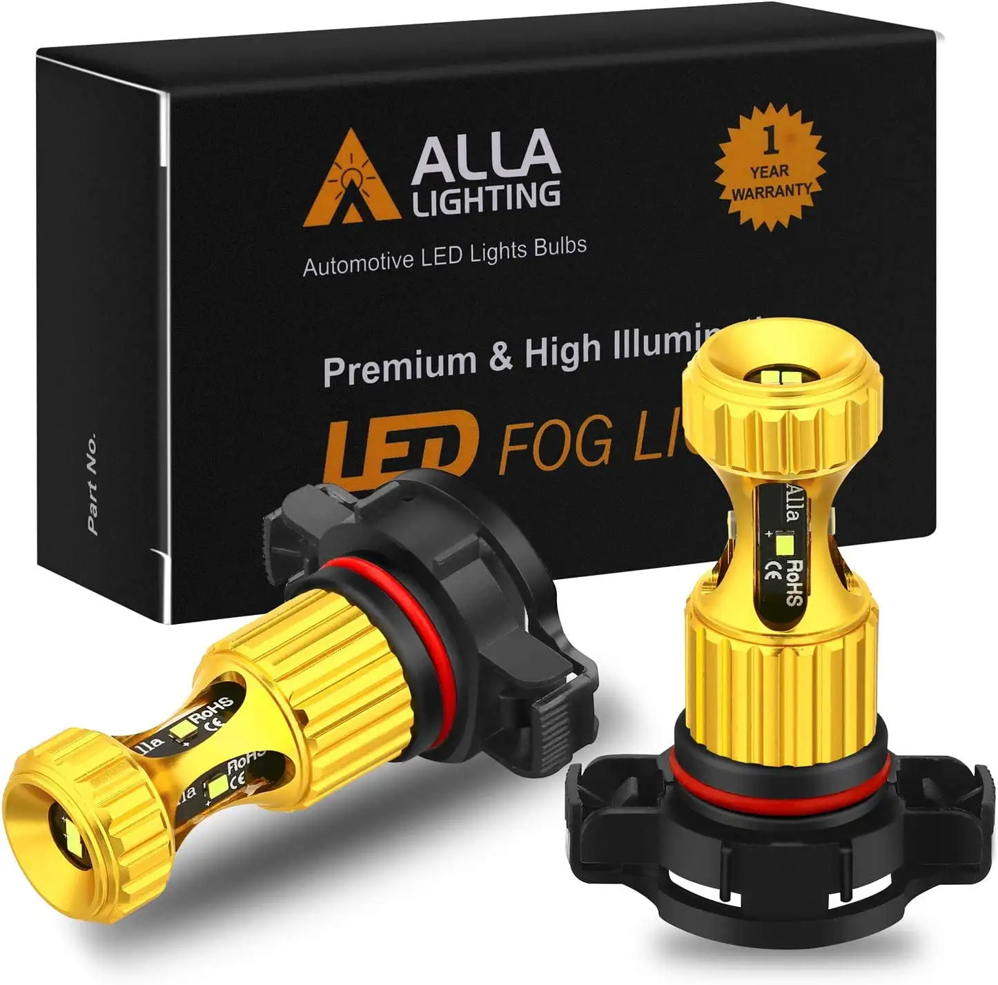 Alla Lighting 2504 PSX24W LED Fog Lights Bulbs 3000lm Extreme Super Bright 12276. 8K Ice Blue