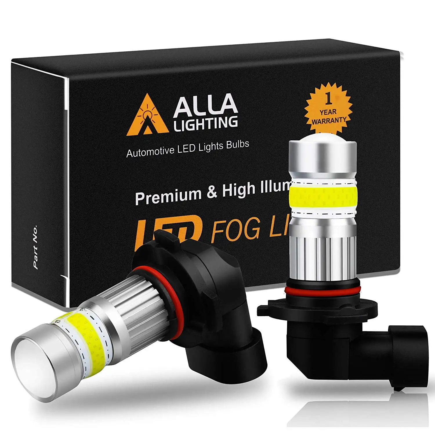 Alla Lighting 2800lm HB4 9006 LED Fog Lights Bulb Xtreme Super Bright COB-72 LED Replacement for Cars. Trucks. 6000K Xenon White (Set of 2)