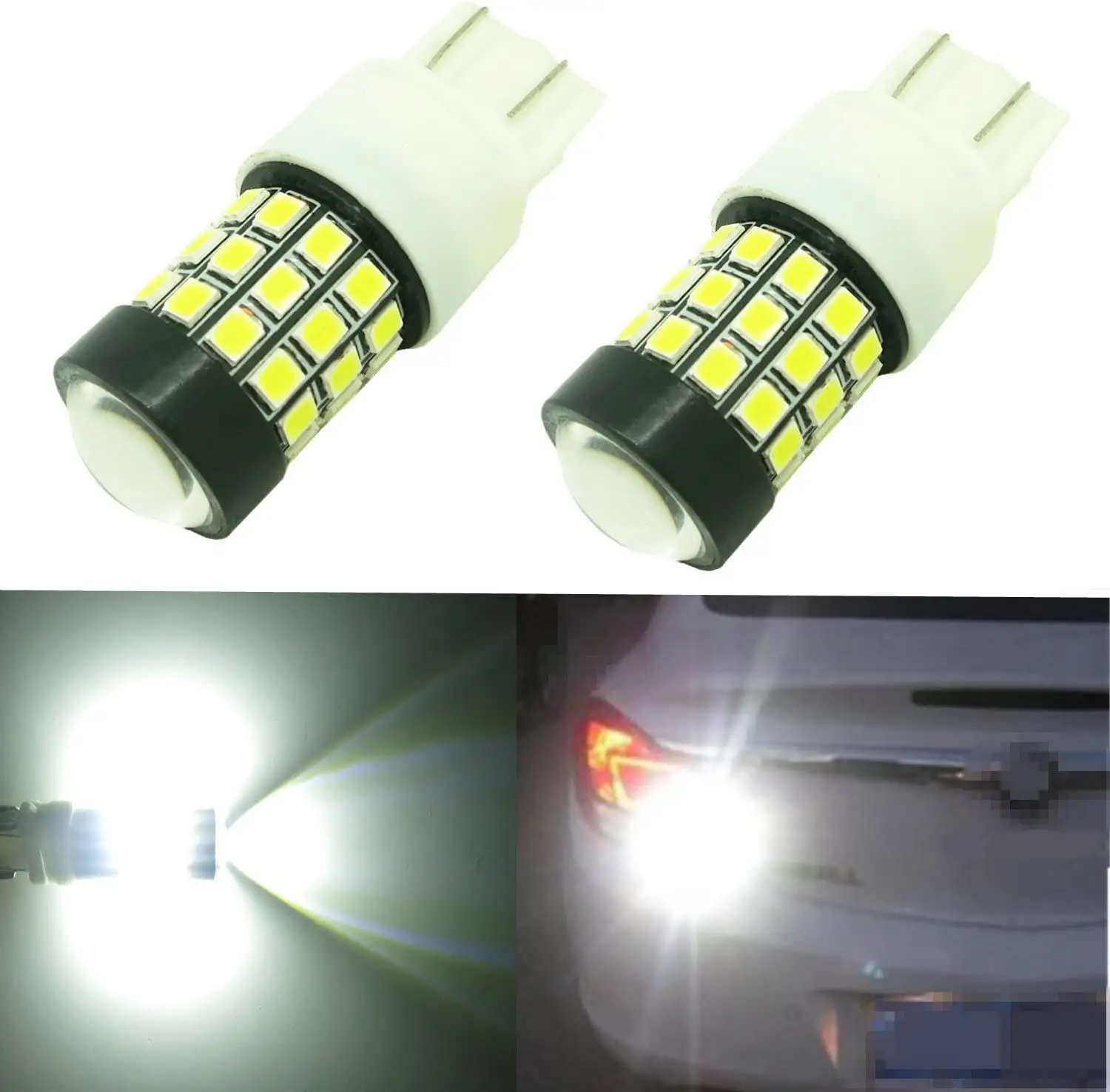 Alla Lighting 2pcs Back-Up Reverse Lights Super Bright White LED Bulbst Lamps for 1996-2000 Civic And 2001-2012 Civic Sedan Only 7440 W21W