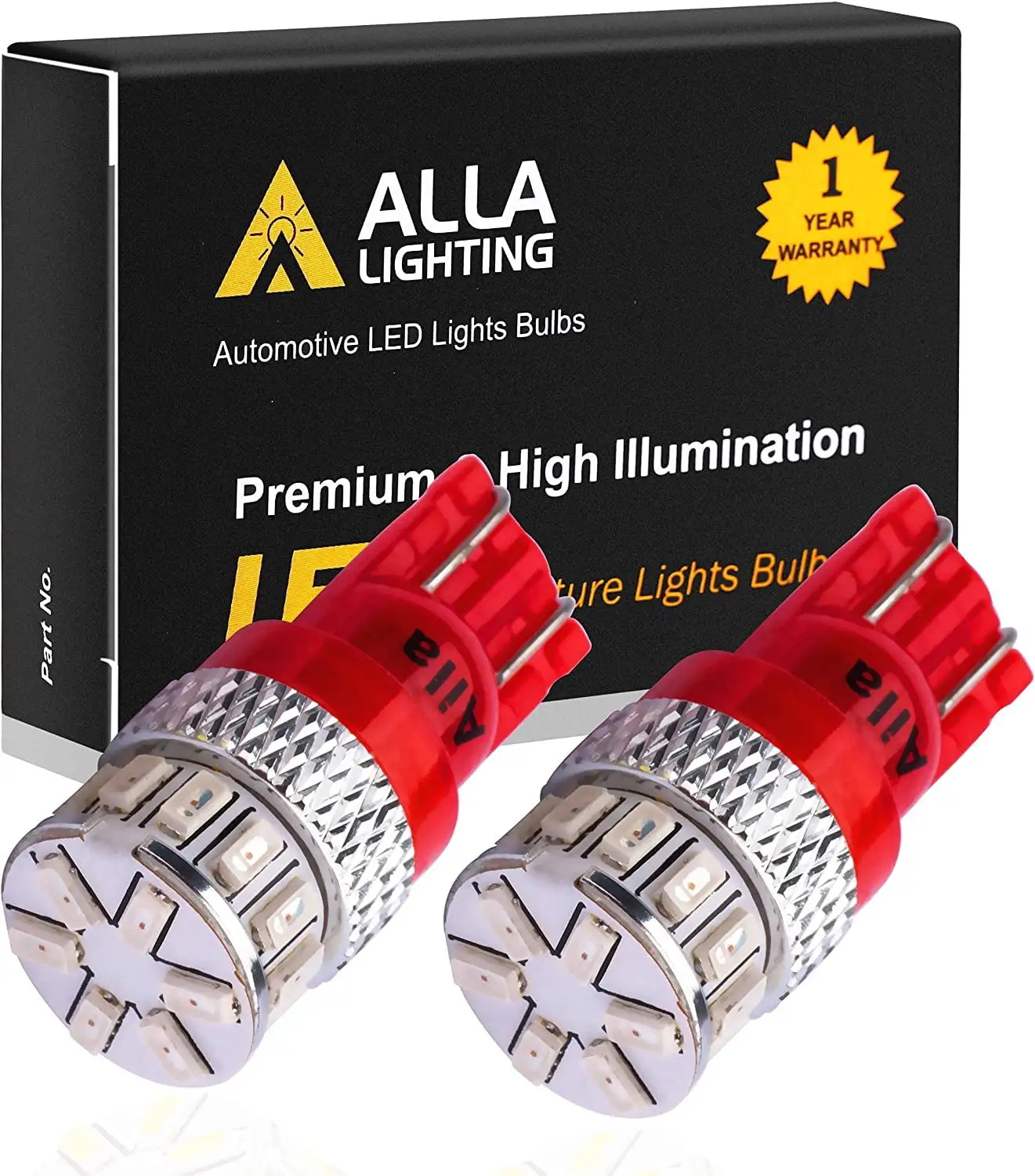 Alla Lighting 2pcs Bright 175 168 194 Pure Red LED Bulbs License Plate Lights Tag Lights Map Lights Front Side Marker Light Lamps for 1990-1997 2009 2010 2011 2012 2013 2014 2015 2016 2017 Corolla