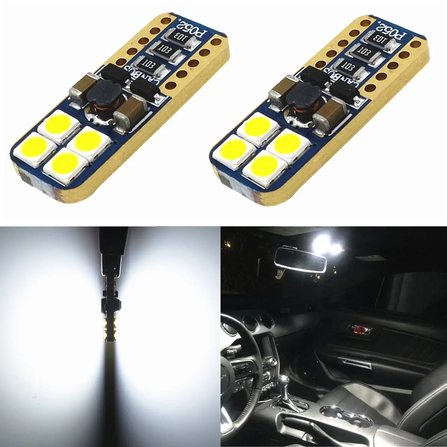 Alla Lighting 2pcs Super Bright 2825L W5W 168 194 6000K White LED Bulbs License Plate Lights Tag Lights Map Lights Front Side Marker Light Lamps for 2007 2008 2009 Toyota Camry