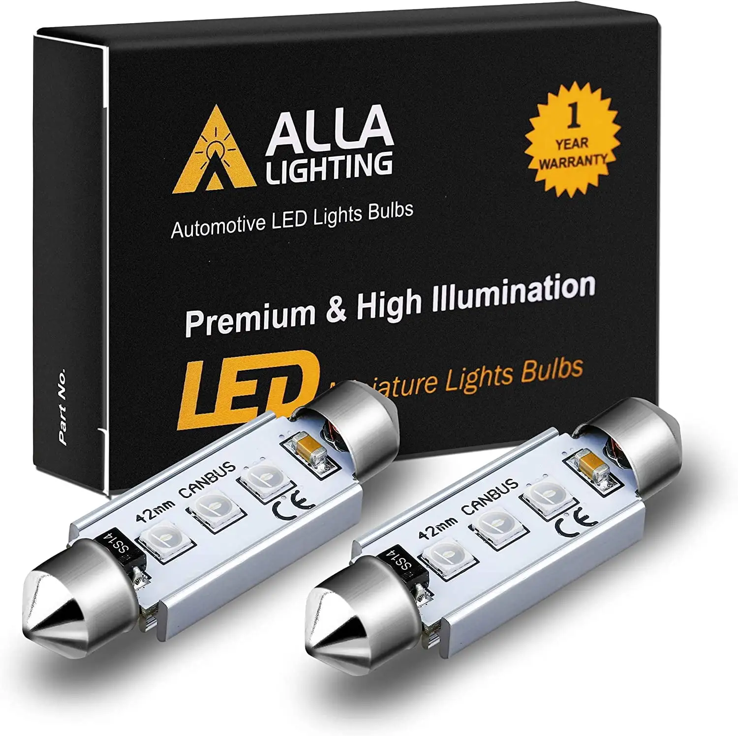 Alla Lighting 2pcs Super Bright 578 6000K White LED Bulbs Interior Lights Festoon Dome Lights Lamps for 2000-2013 Impala / 2014 2015 2016 Impala Limited