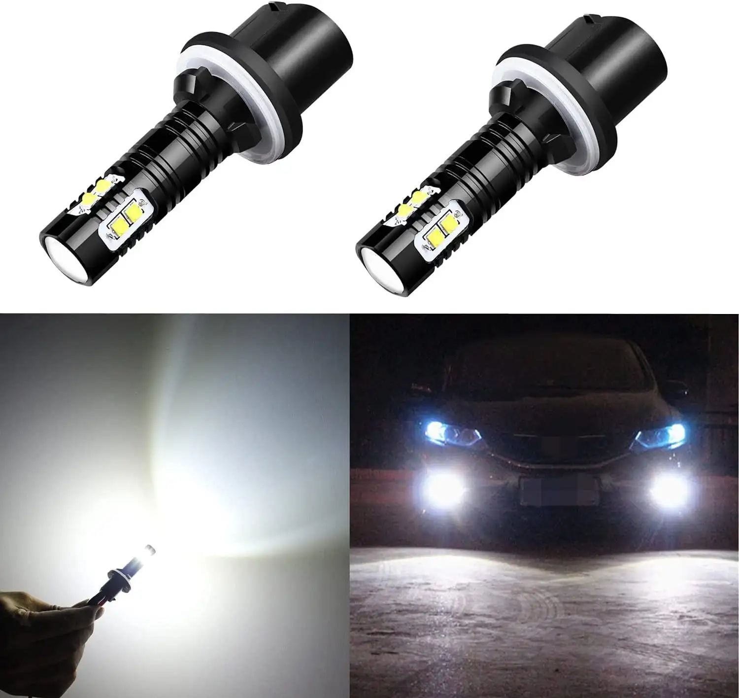 Alla Lighting 2pcs Super Bright 6000K Xenon White 899 880 893 LED Bulbs Front Fog Light Lamps for 2005 2006 2007 2008 2009 2010 Armada