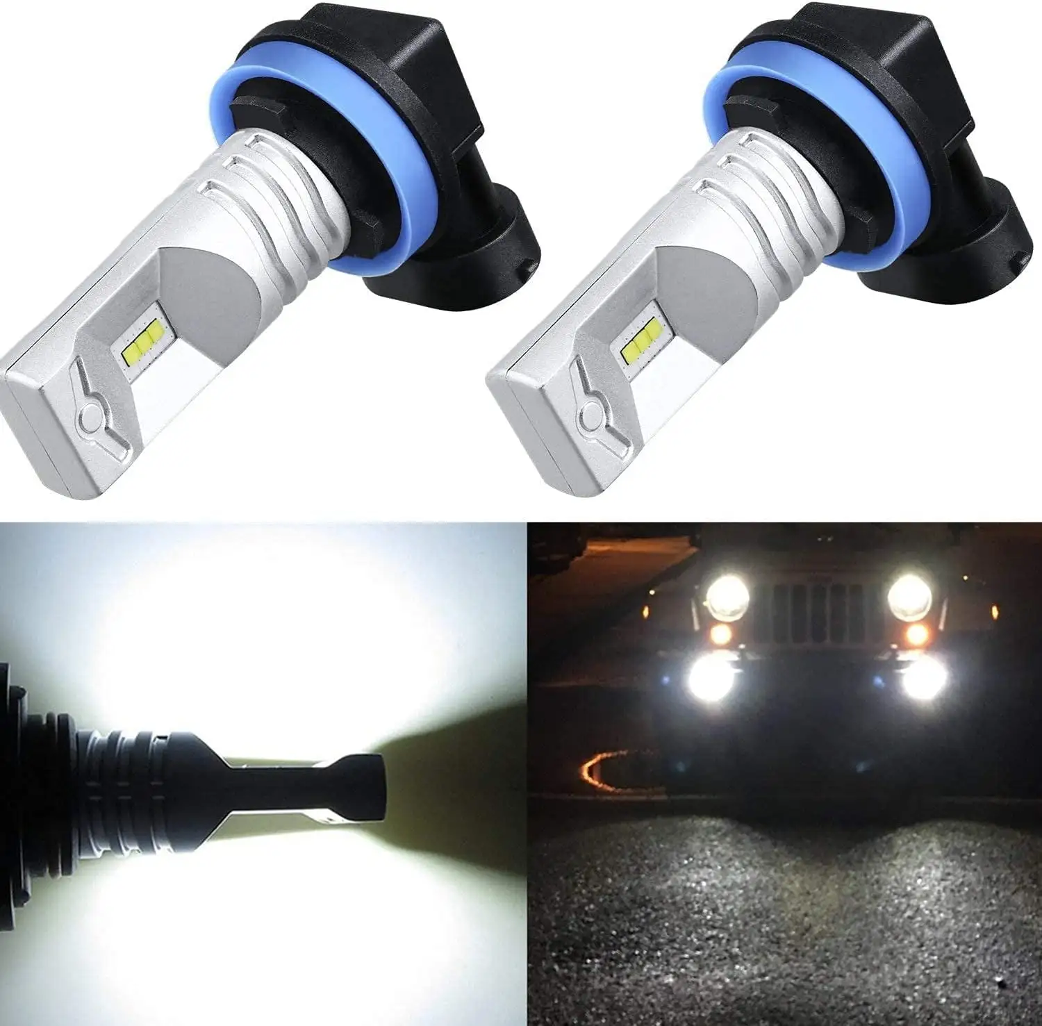 Alla Lighting 2pcs Super Bright 6000K Xenon White H11 H11LL LED Bulbs Front Fog Light Lamps for 2007 2008 Solara