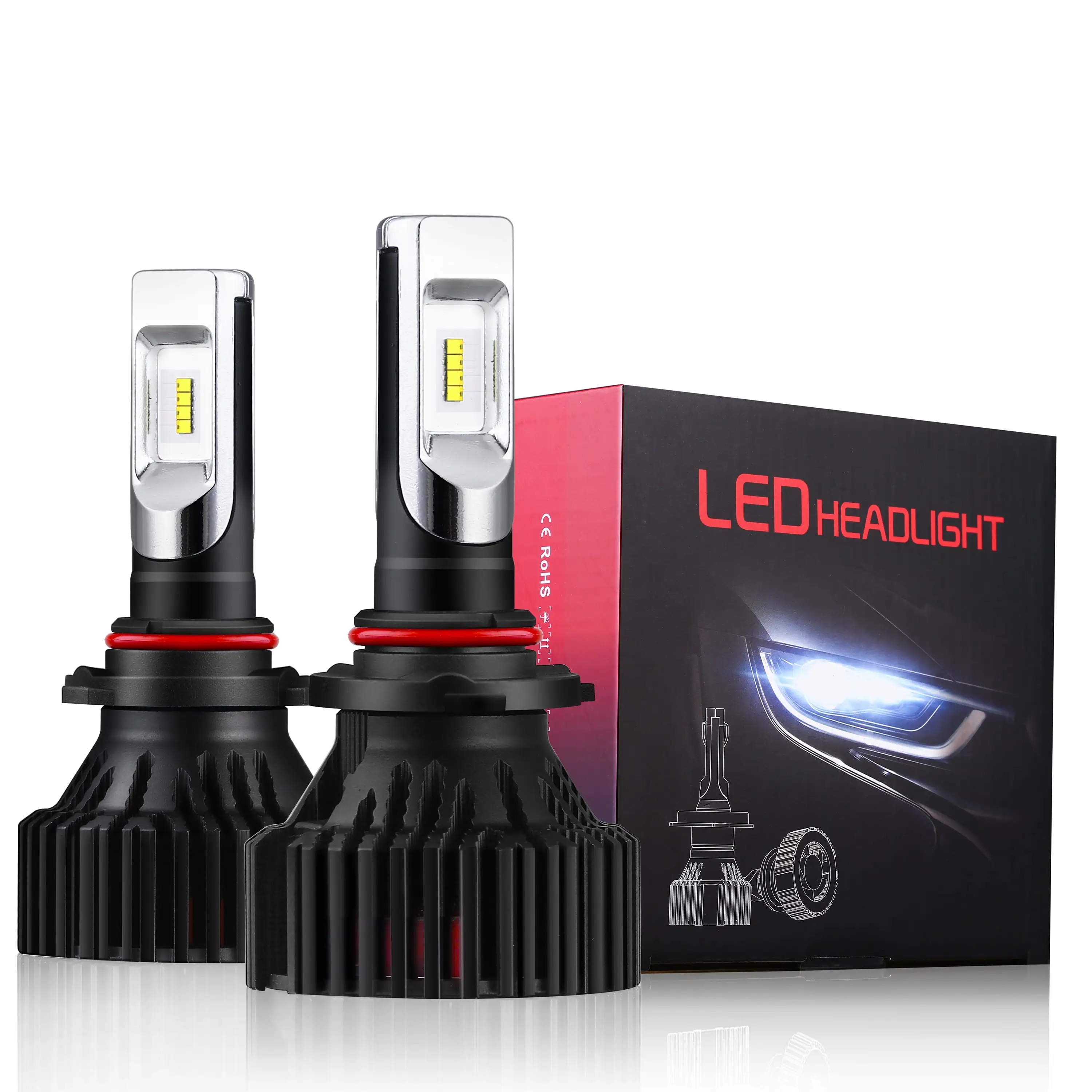 Alla Lighting 2pcs Super Bright 6500K White 9012 LED Headlight Bulbs High Low Beam Light Lamps for 2015 2016 2017 Yaris Submodel SE Only