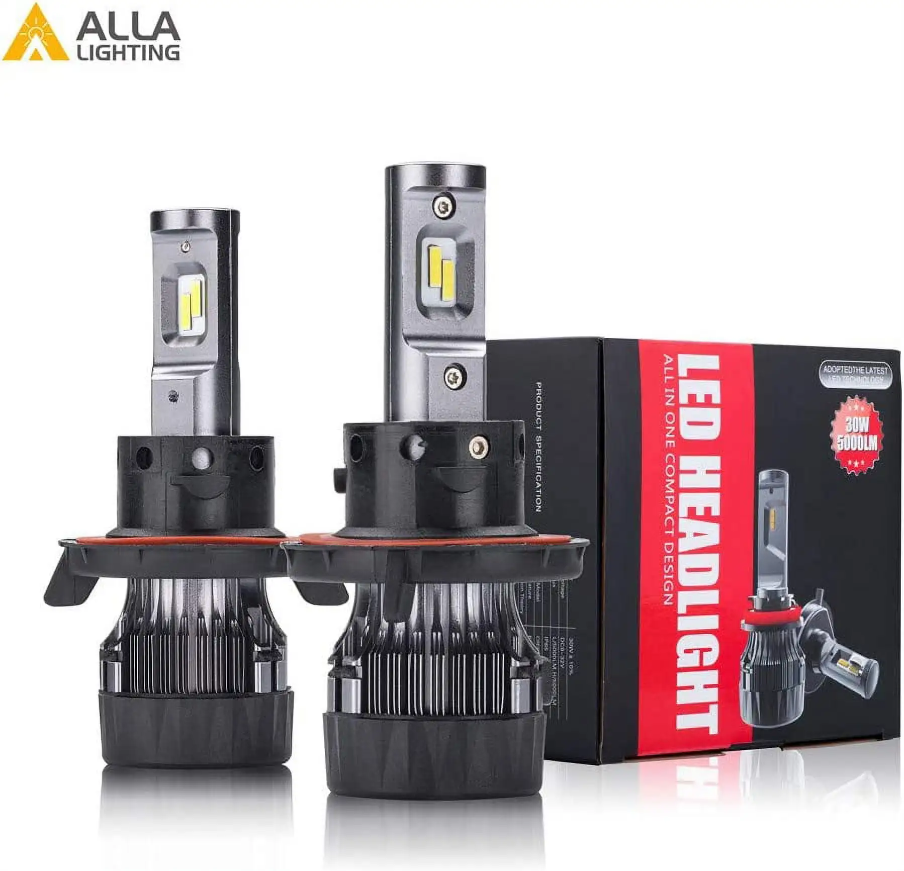 Alla Lighting 2pcs Super Bright LED Headlights Light Bulbs replacement for 2009-2014 F150/2011-16 F250 F350 F450 F550/2011-17 F-250 F-350 F-450 F-550 Super Duty (H13 Hi/Lo Beam . White)