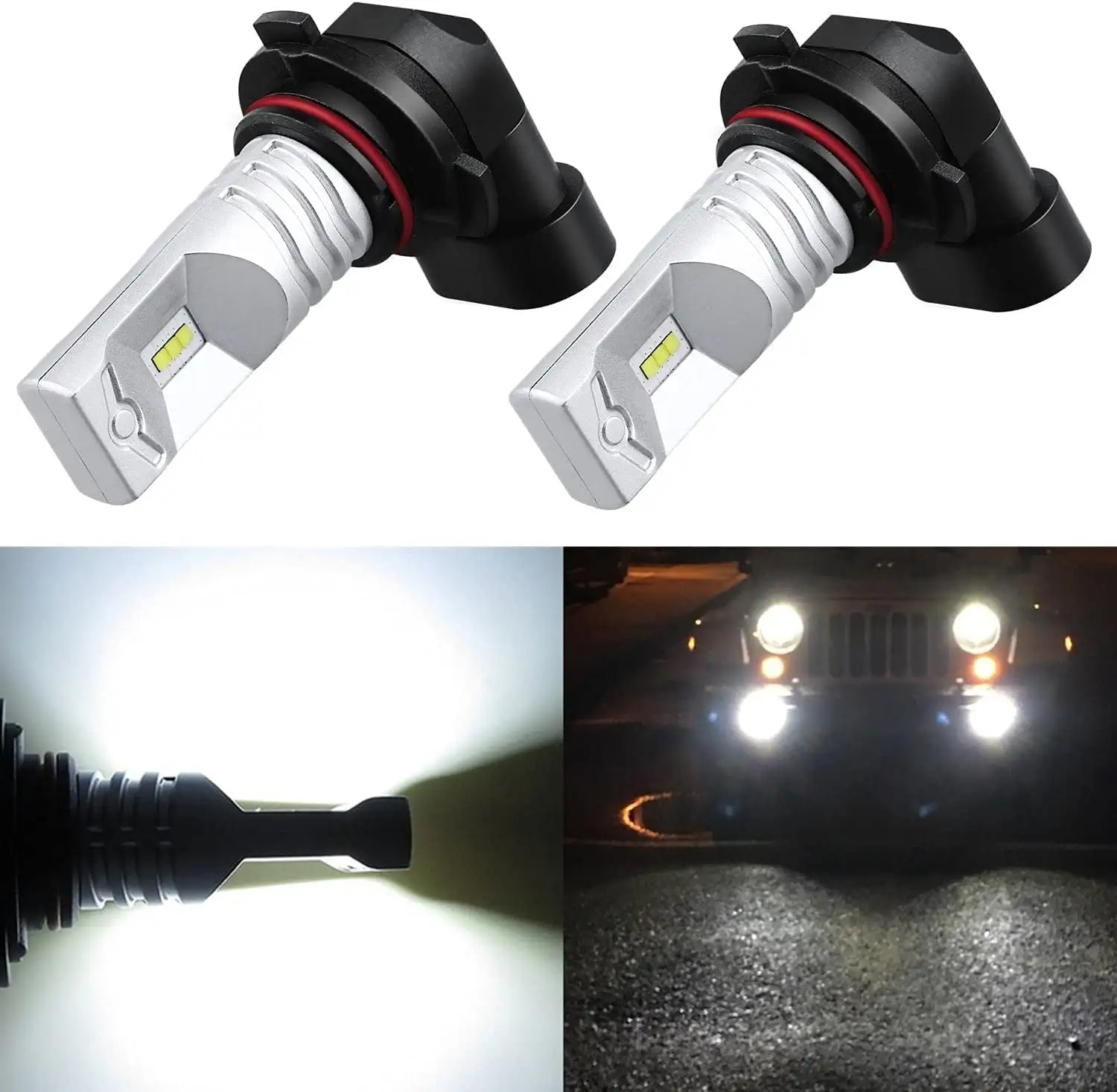 Alla Lighting 2x Super Bright 6000K Xenon White 9006 HB4 LED Bulbs Front Fog Light Lamps Replacement for 2007 2008 2009 2010 2011 2012 Veracruz