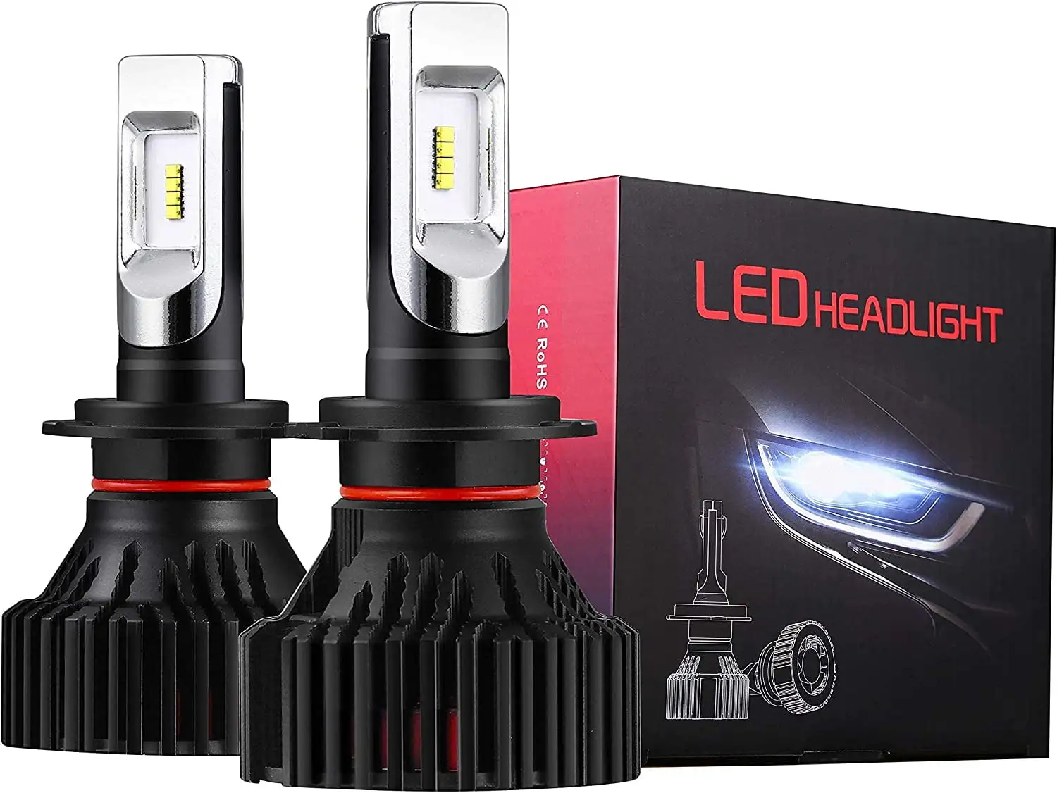 Alla Lighting 2x Super Bright White H7 H7LL LED Headlight Bulbs High Beam or Low Beam Replacement for 2012 2013 2014 2015 2016 2017 Veloster