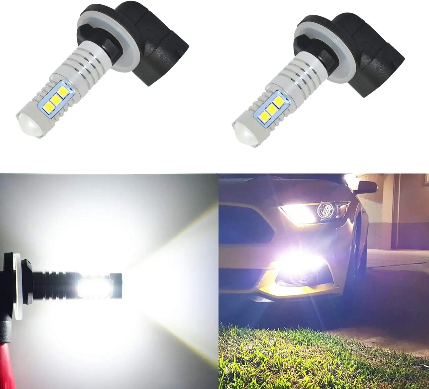 Alla Lighting 881 889 LED Fog Light Bulbs Xtreme Super Bright 889 881 LED Bulb 3030-SMD LED 881 Bulb for Auto Motorcycle Cars Trucks SUV Fog Lights 862 886 894 896 898