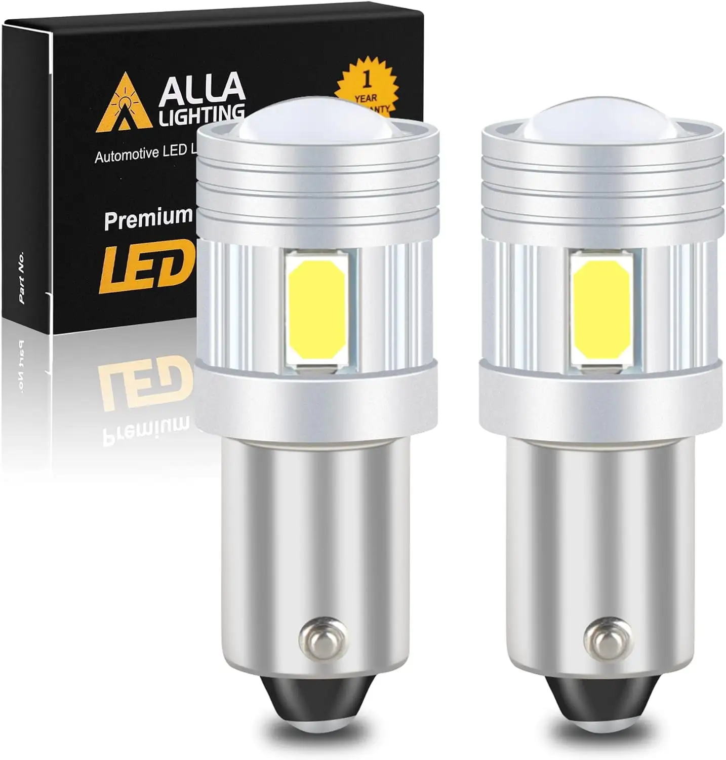 Alla Lighting BA9S Super Bright BA9 53 57 1895 64111 LED Bulb 6000K White High Power 5730-SMD LED Lights Bulbs for Side Door Courtesy Lights.Map Dome Lights Lamps Replacement