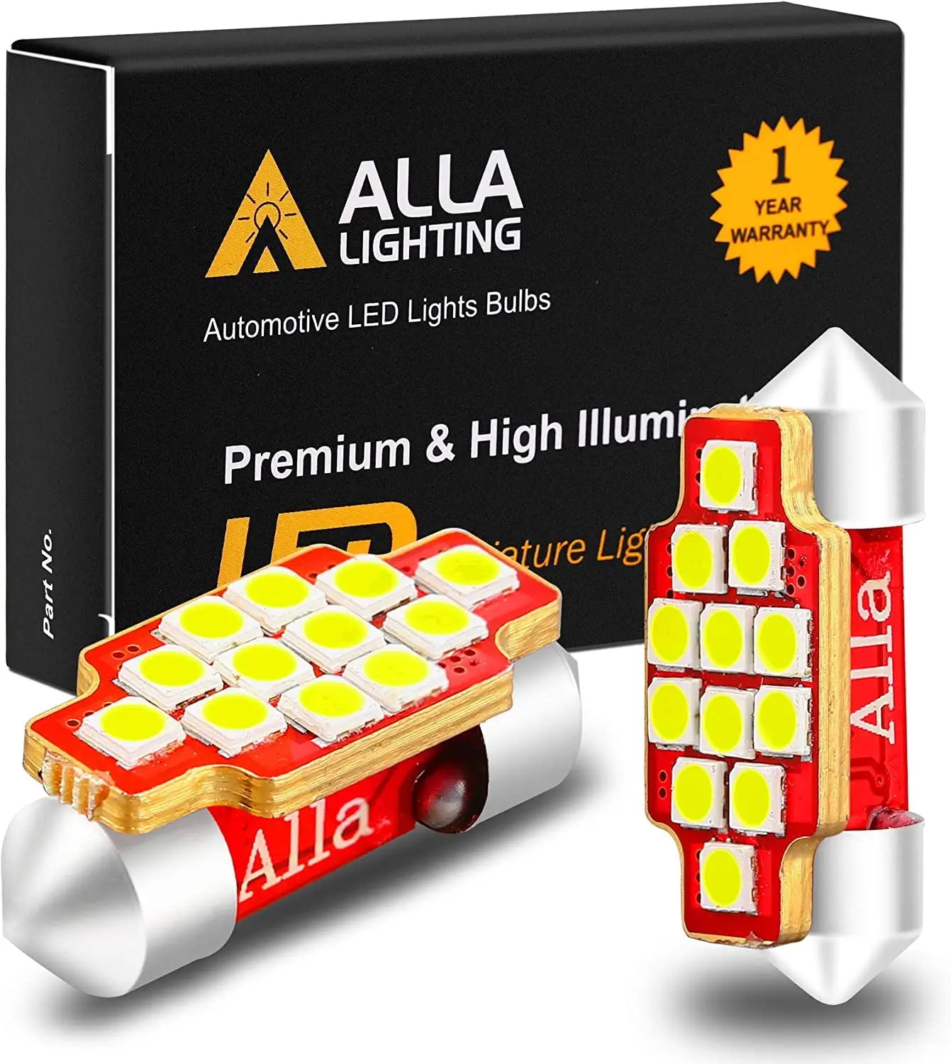 Alla Lighting CANBUS Festoon DE3021 DE3175 LED Bulbs 31mm LED DE3022 6428 DE3175 LED Bulbs for Interior Lights.Map Light.Dome Light.License Plate Light.Courtesy Light.Step Light.6000K Xenon White