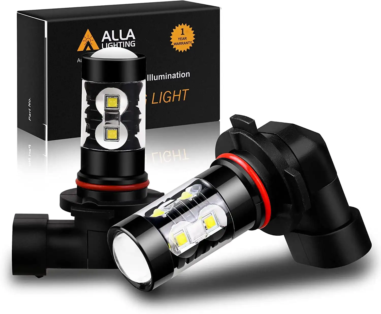 Alla Lighting H10 9145 LED Bulbs Super Bright 6000K Xenon White Fog Lights Replacement High Power 50W 12V 9140 9040 9045