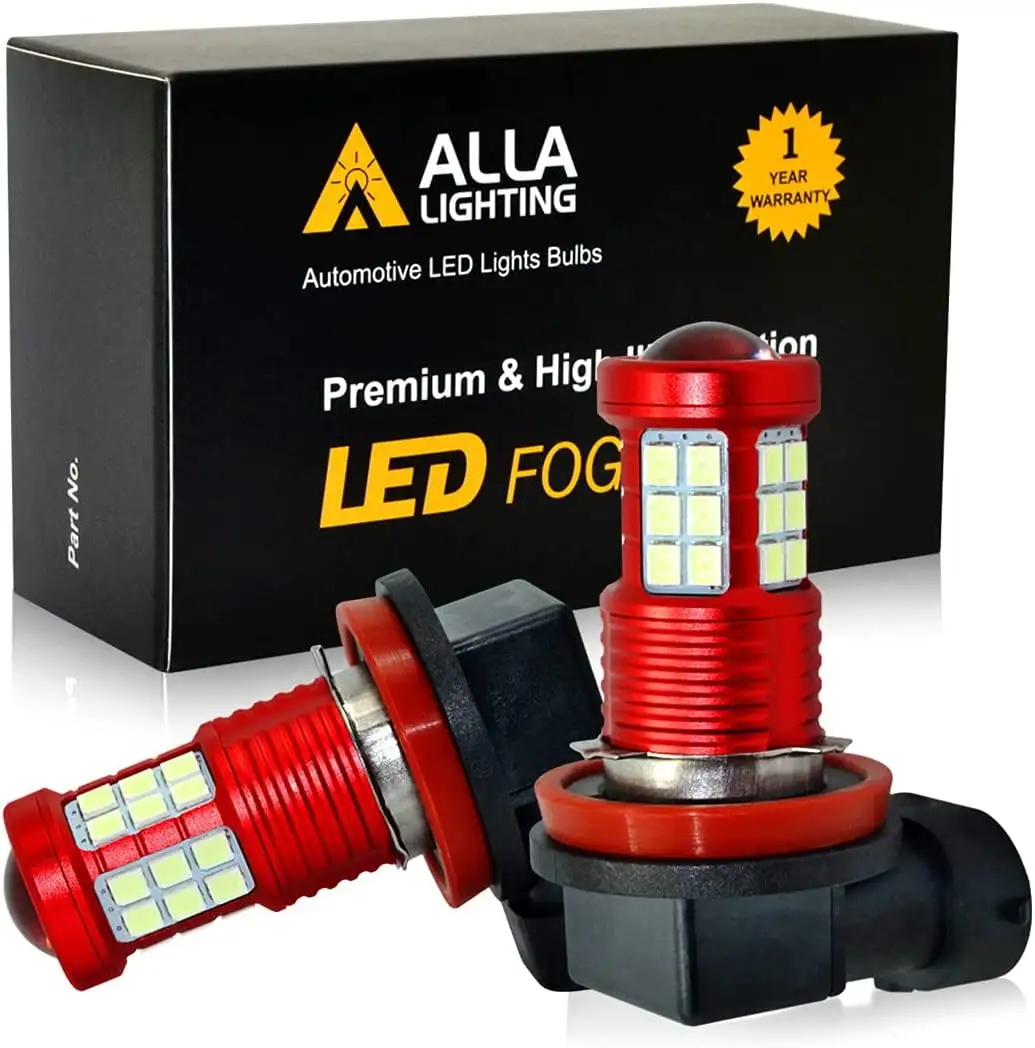 Alla Lighting H8 H11 LED Fog Lights Bulbs 2835 36-SMD 3000lm Extreme Super Bright DRL. 6000K Cool White