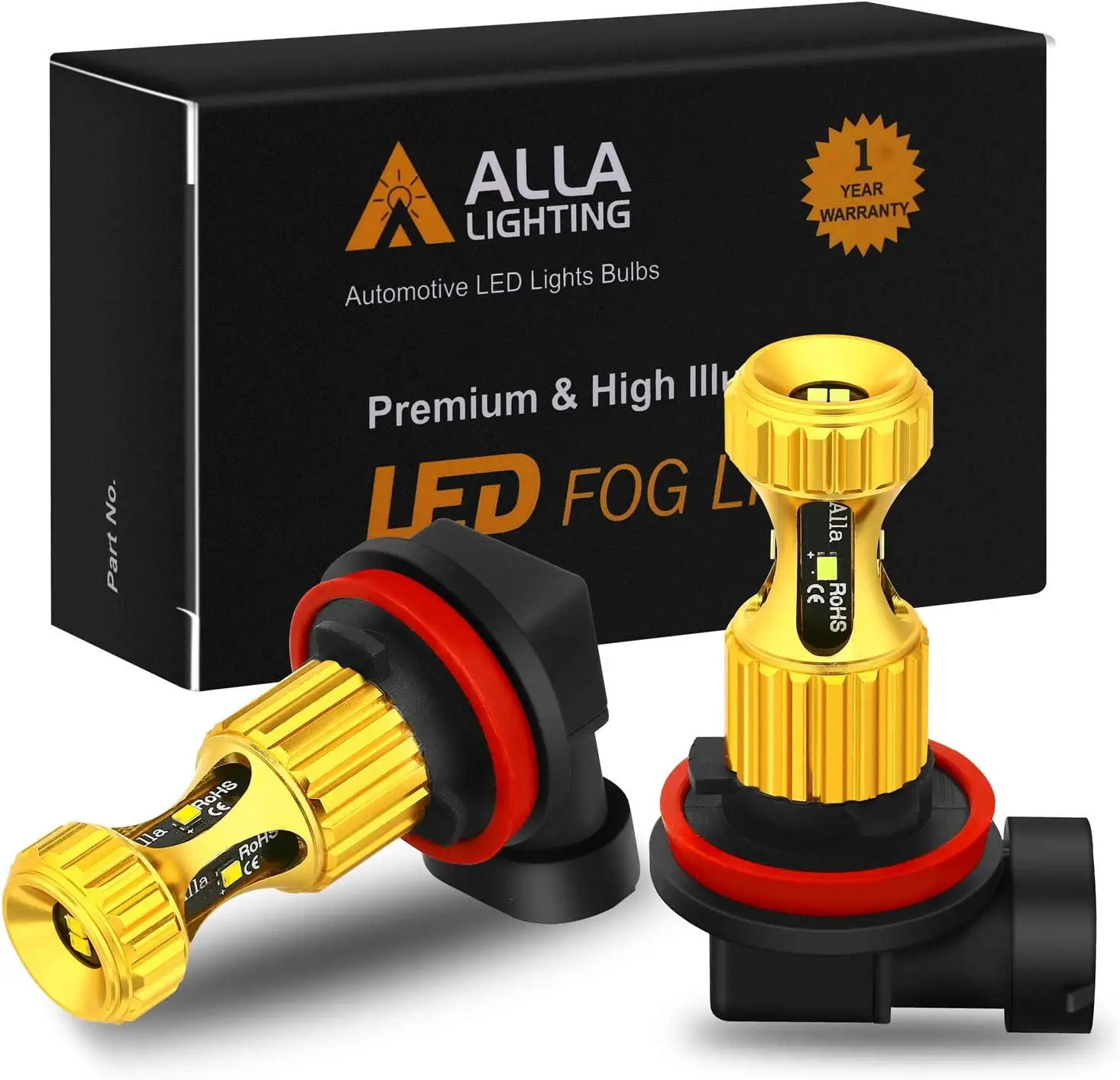 Alla Lighting H8 H11 LED Fog Lights Bulbs Newest 3000lm Extreme Super Bright DRL. 6K Xenon White