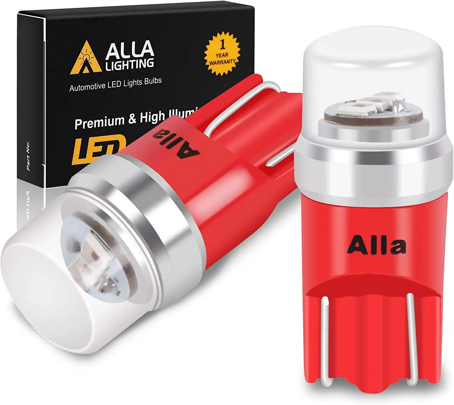 Alla Lighting Mini T10 168/194 LED Bulbs Advanced 12V License Plate Lights.Interior Lights.Map Lights.Dome Lights.Trunk Light Cargo Lights.Step Lights W5W 2825 175 158 for Auto Cars. Trucks (Pure Red)